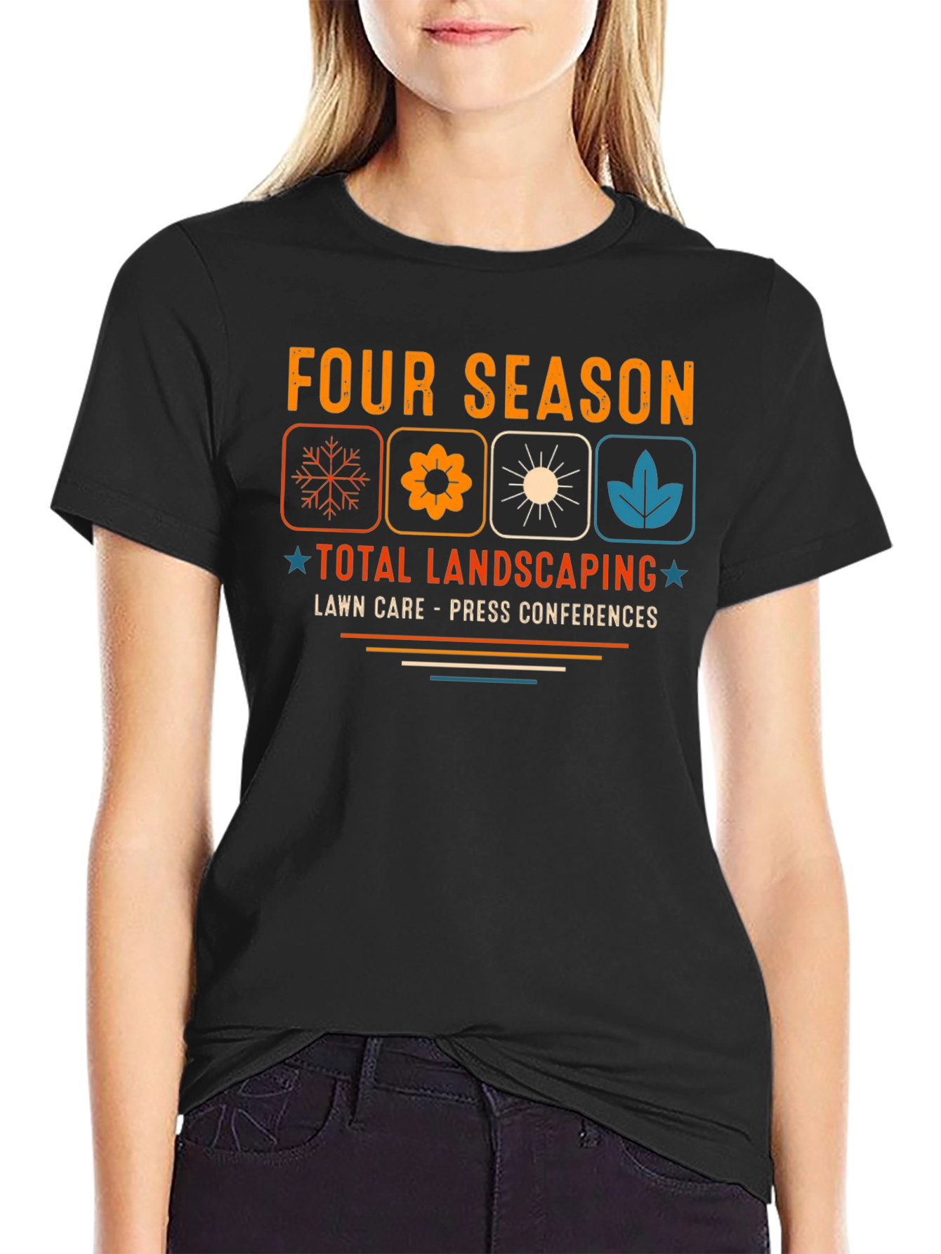 Black Four Season Total Landscaping T-Shirt view 2