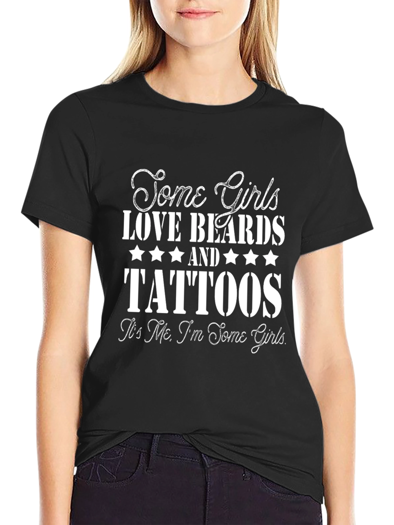 Black Some Girls Love Beards and Tattoos Black T-Shirt view 2