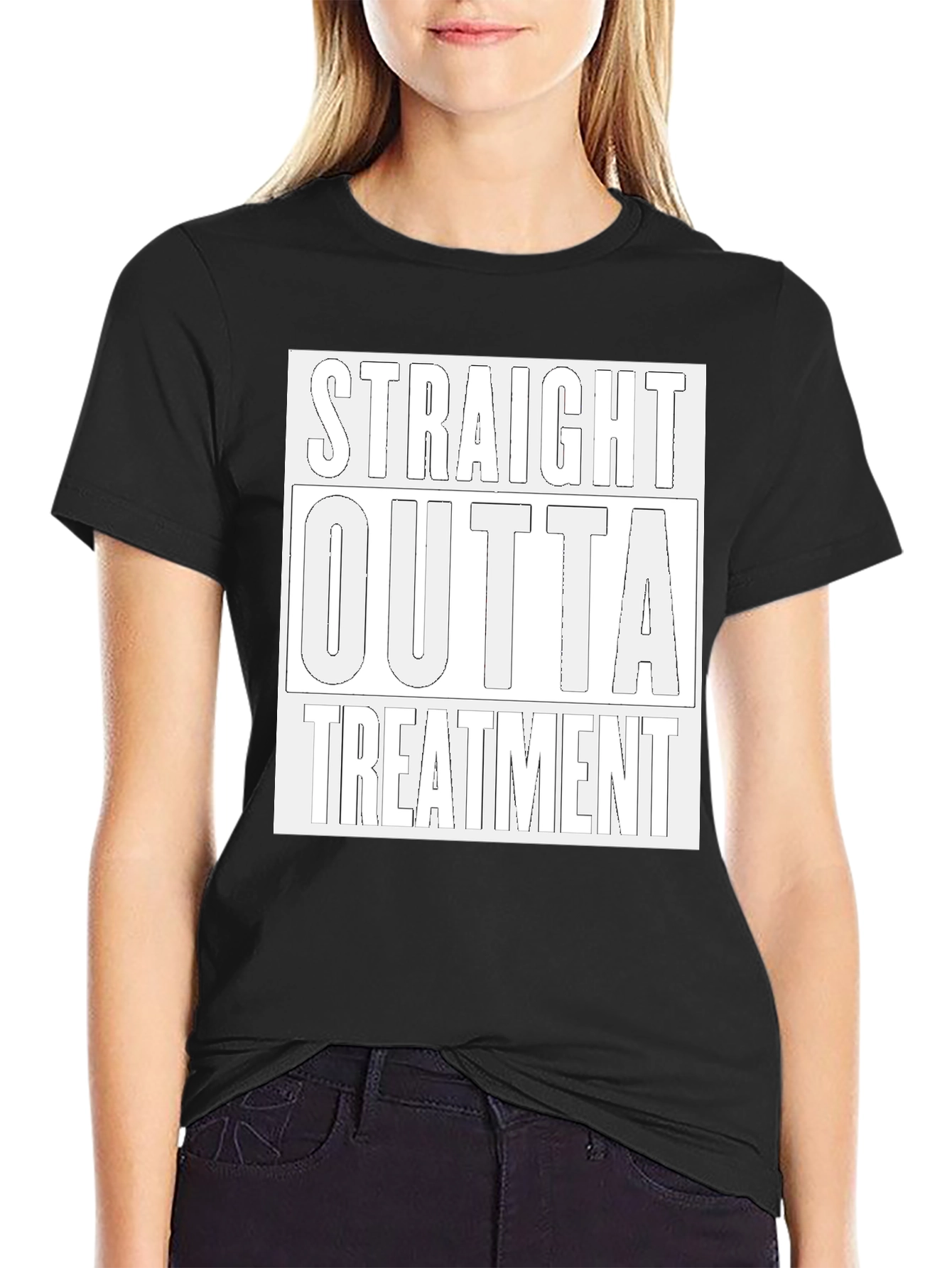 Black Straight Outta Treatment Graphic T-Shirt view 2