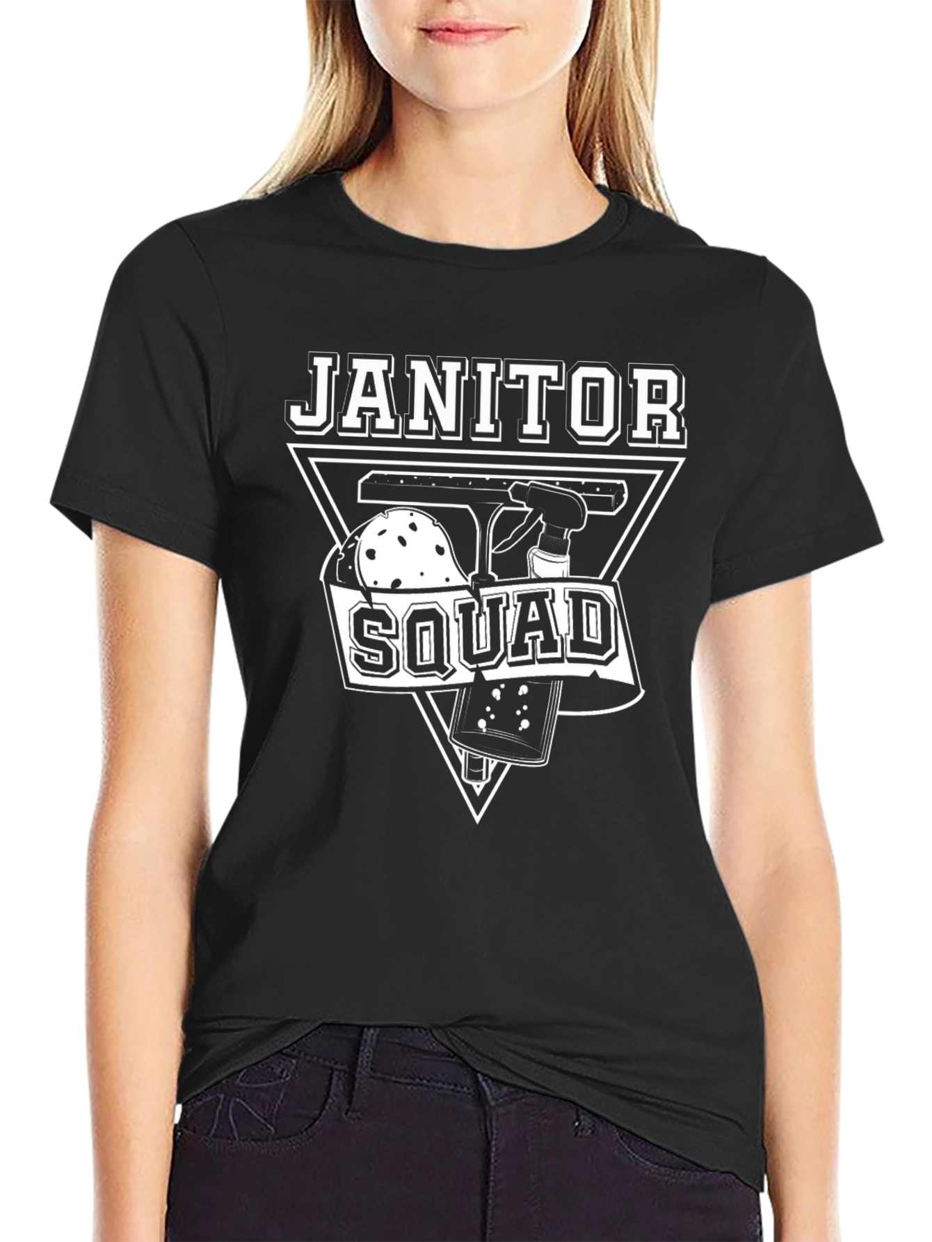 Black Janitor Squad Black Graphic T-Shirt view 2
