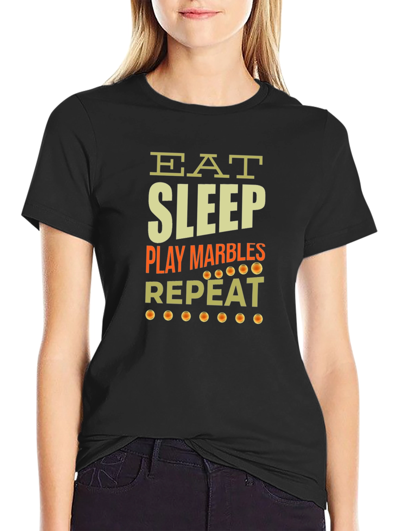 Black Eat Sleep Play Marbles Repeat Graphic Tee view 2