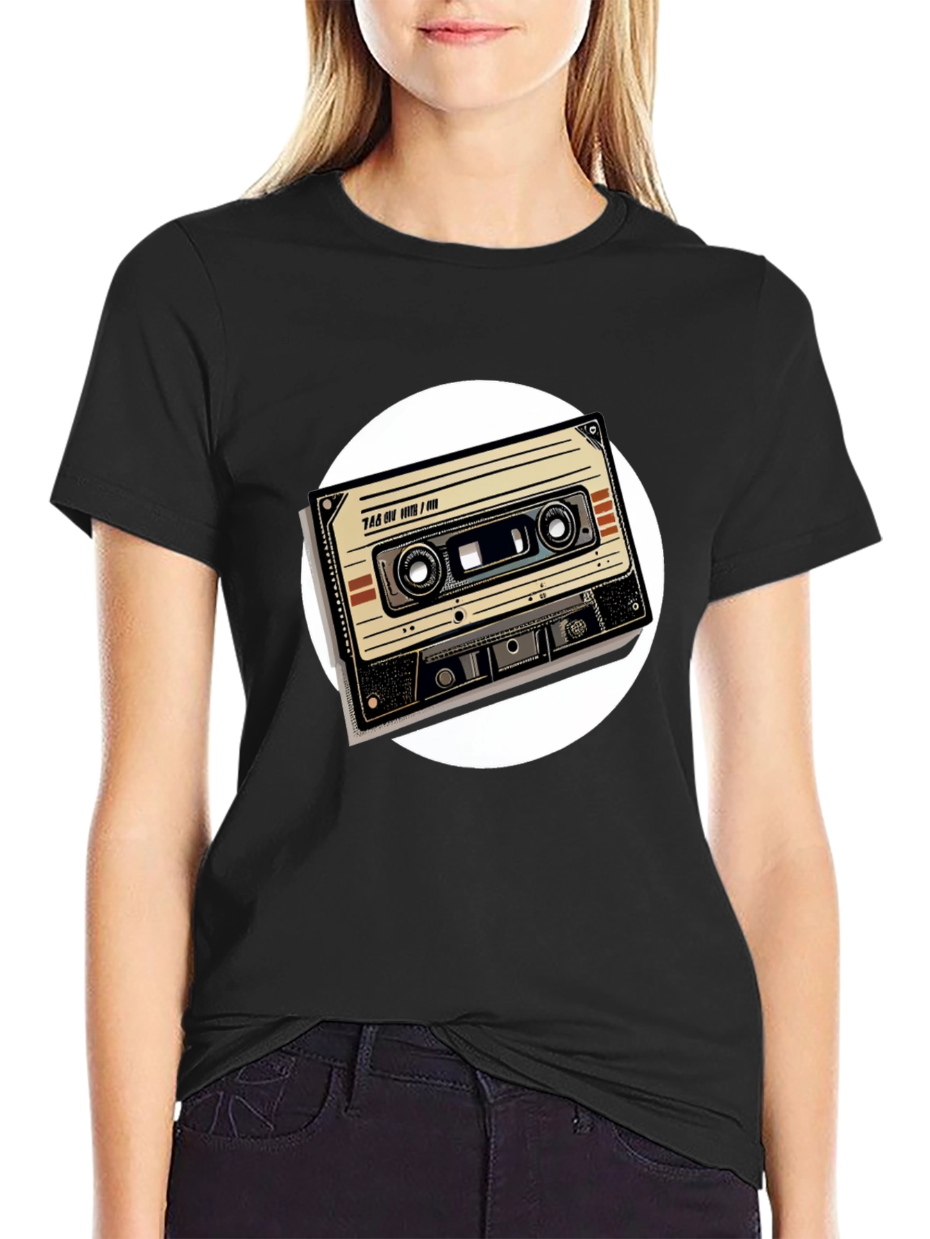 Black Retro Cassette Tape Graphic Tee - Black view 2