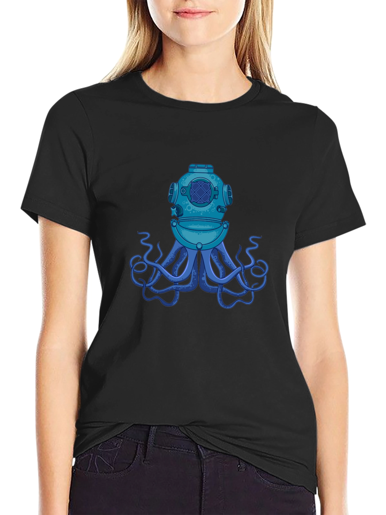 Black Diver Octopus Black T-Shirt view 2