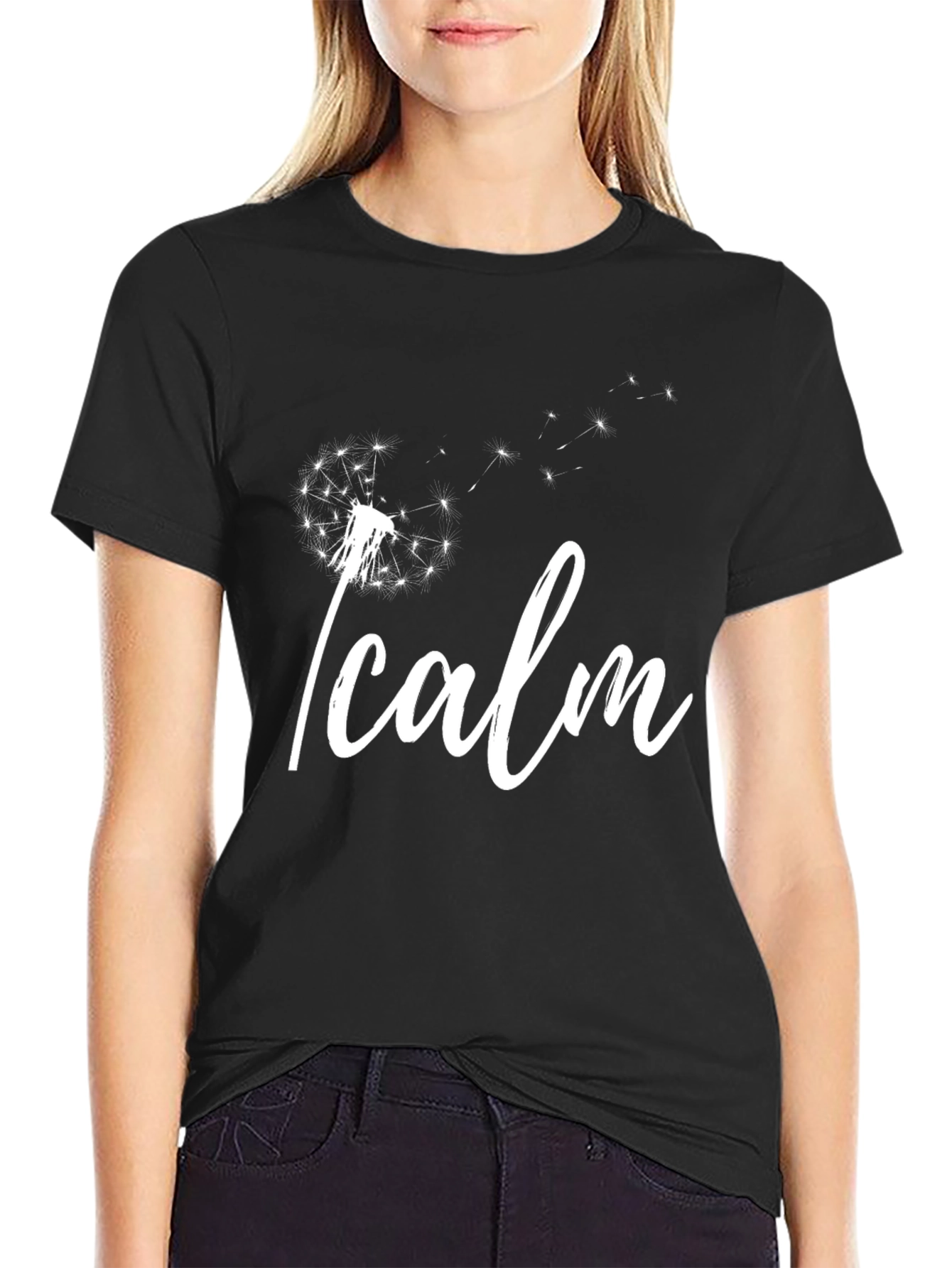 Black I Calm Dandelion Graphic Tee view 2