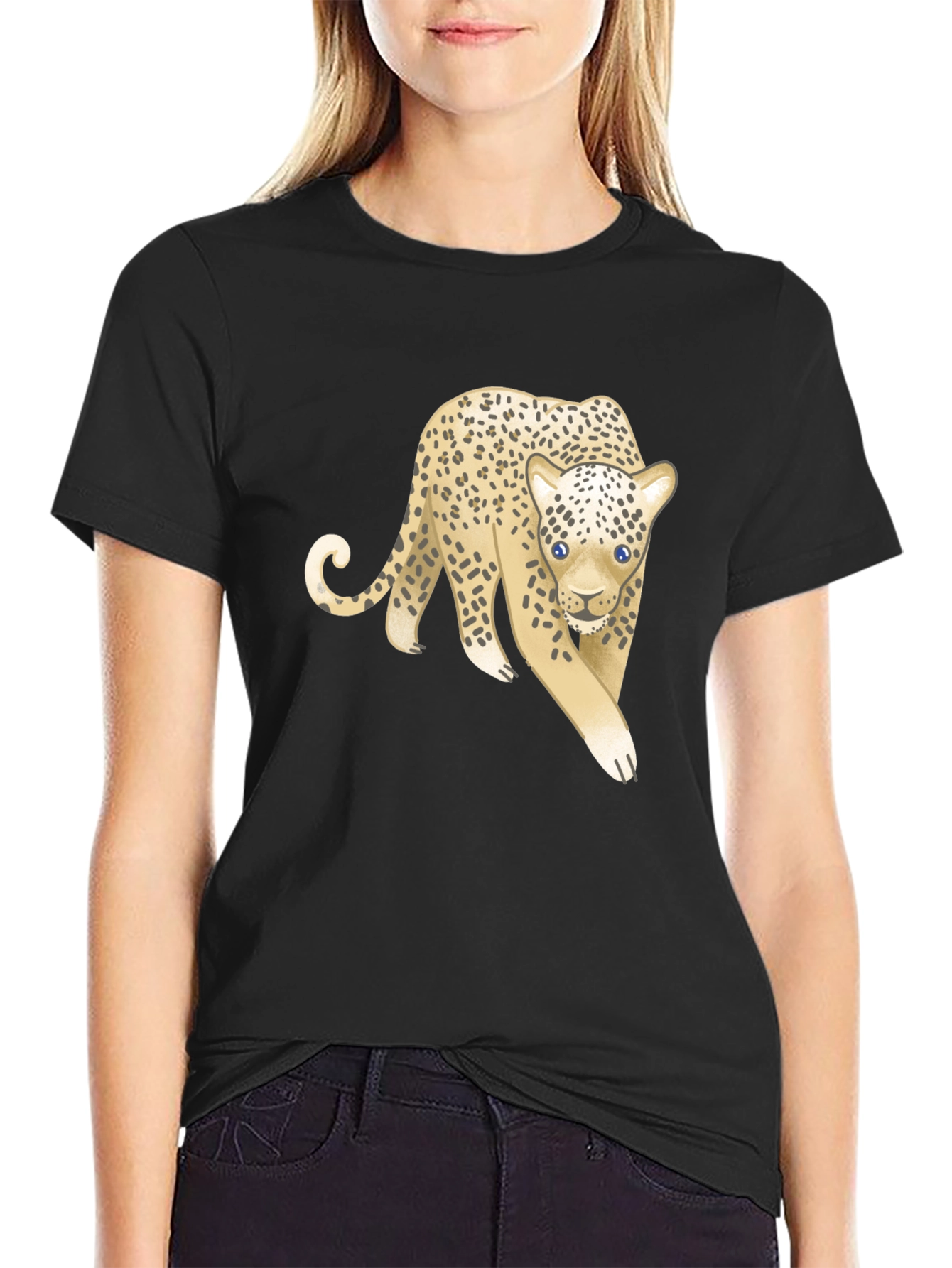 Black Leopard Graphic Tee - Unisex Black T-Shirt view 2