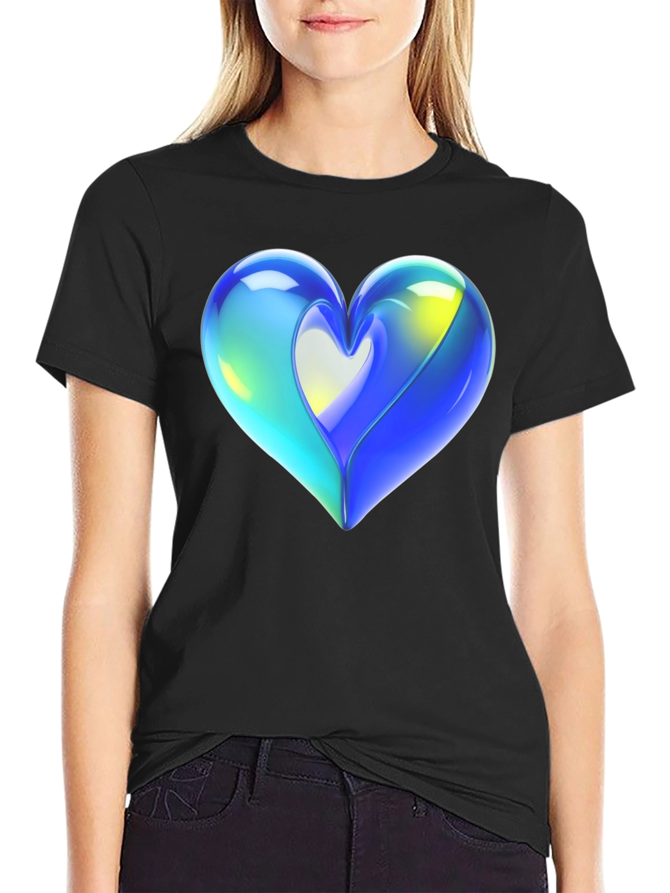 Black Heart Graphic Black T-Shirt view 2