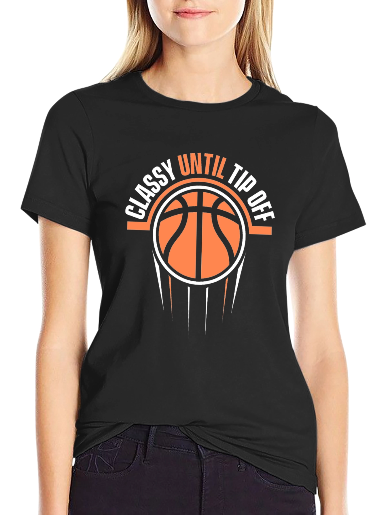Black Classy Until Tip Off Basketball Graphic Tee view 2