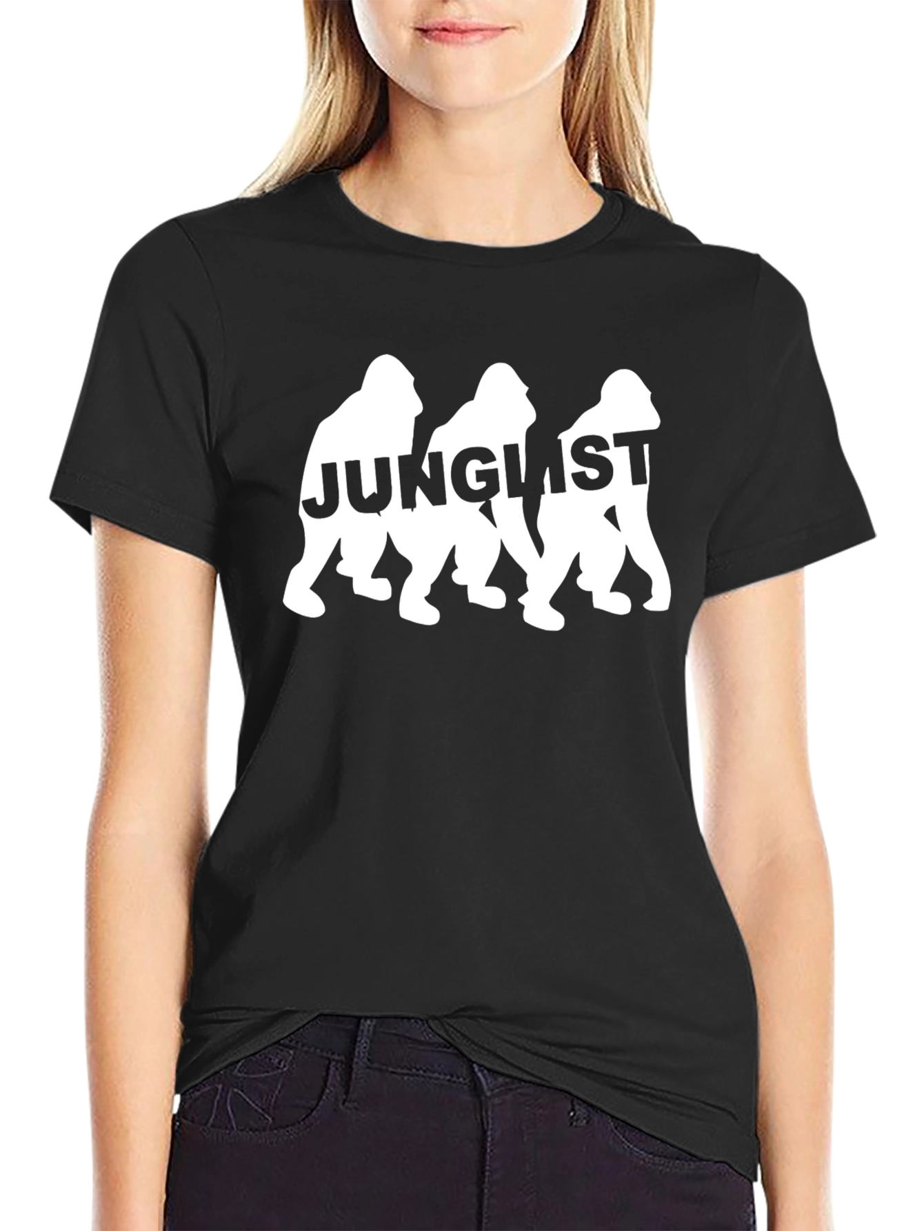 Black Junglist Gorilla T-Shirt - Black Graphic Tee view 2