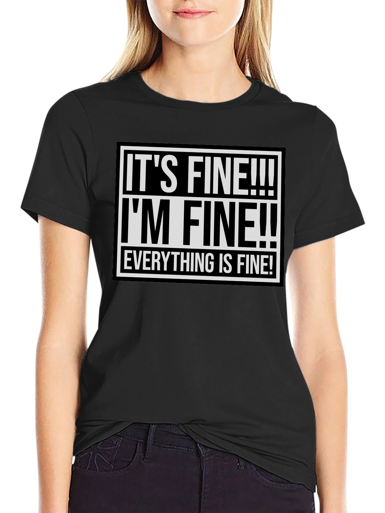 Black It's Fine! Graphic Tee - Funny Sarcastic Shirt view 2
