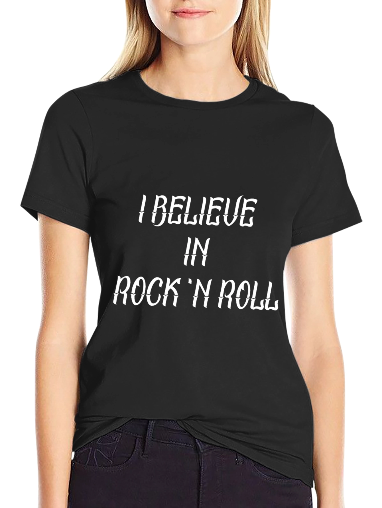 Black I Believe In Rock N' Roll Graphic Tee view 2