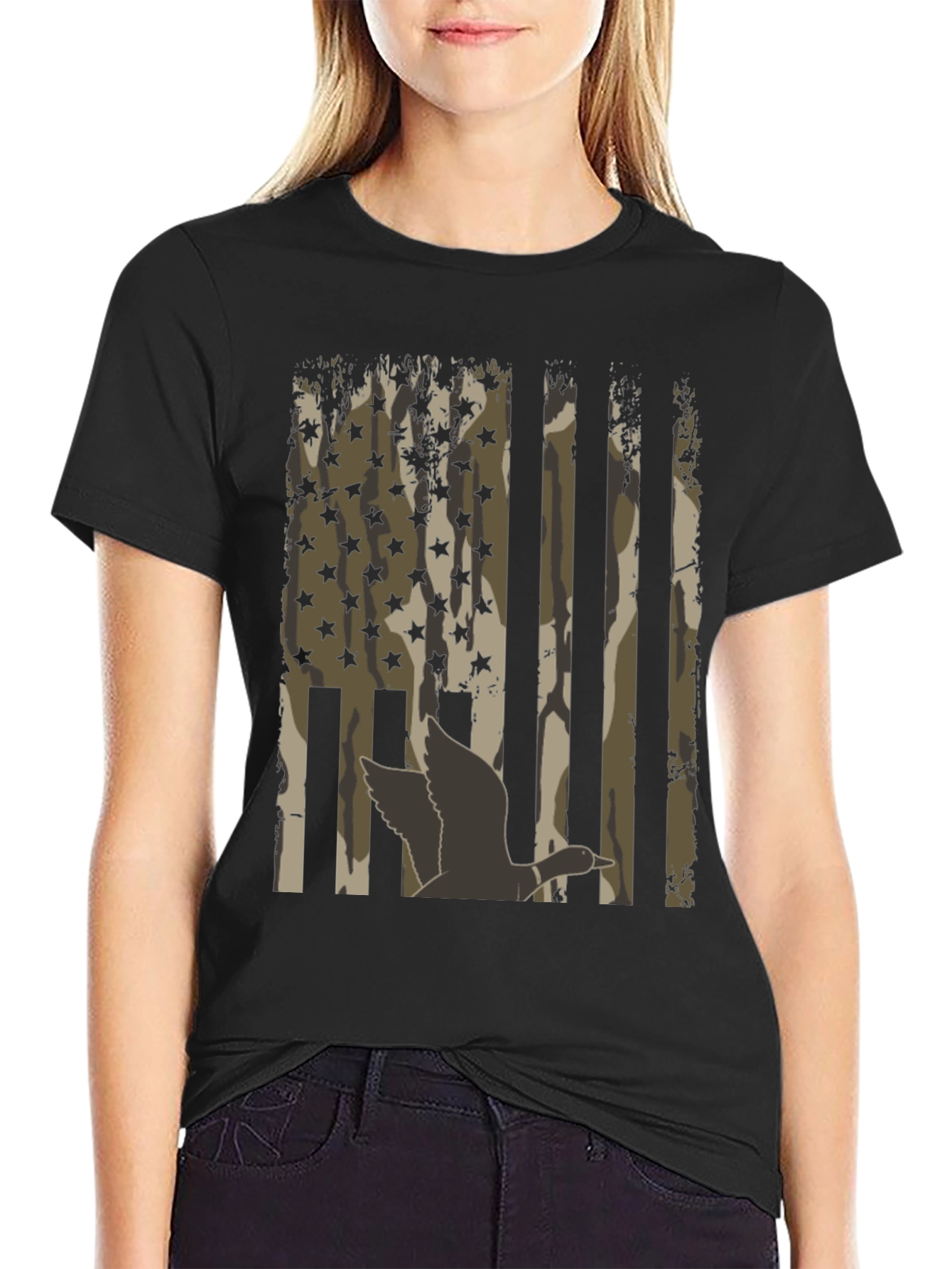 Black Duck Camo USA Flag T-Shirt view 2