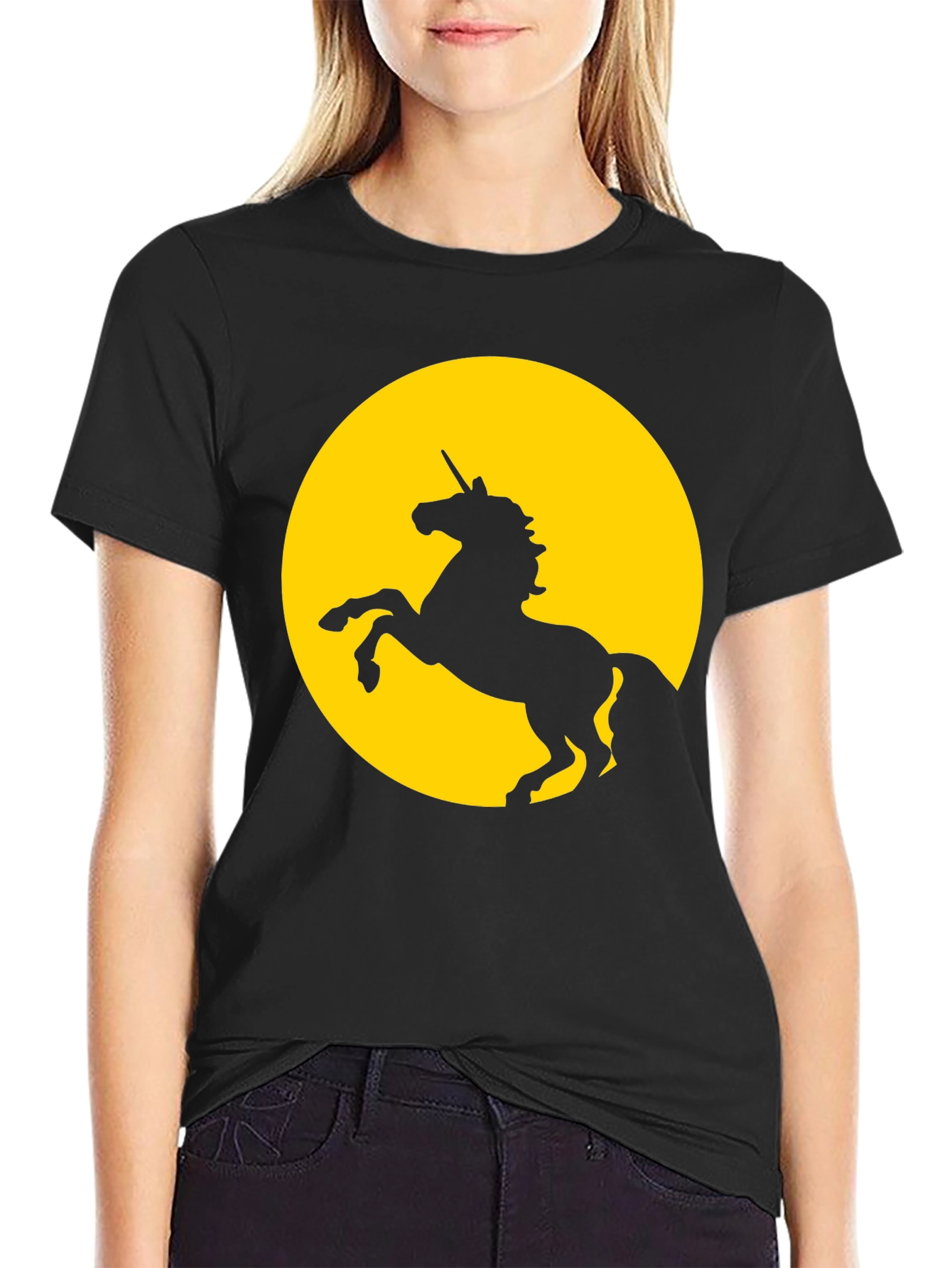 Black Unicorn Silhouette Graphic Tee - Black view 2