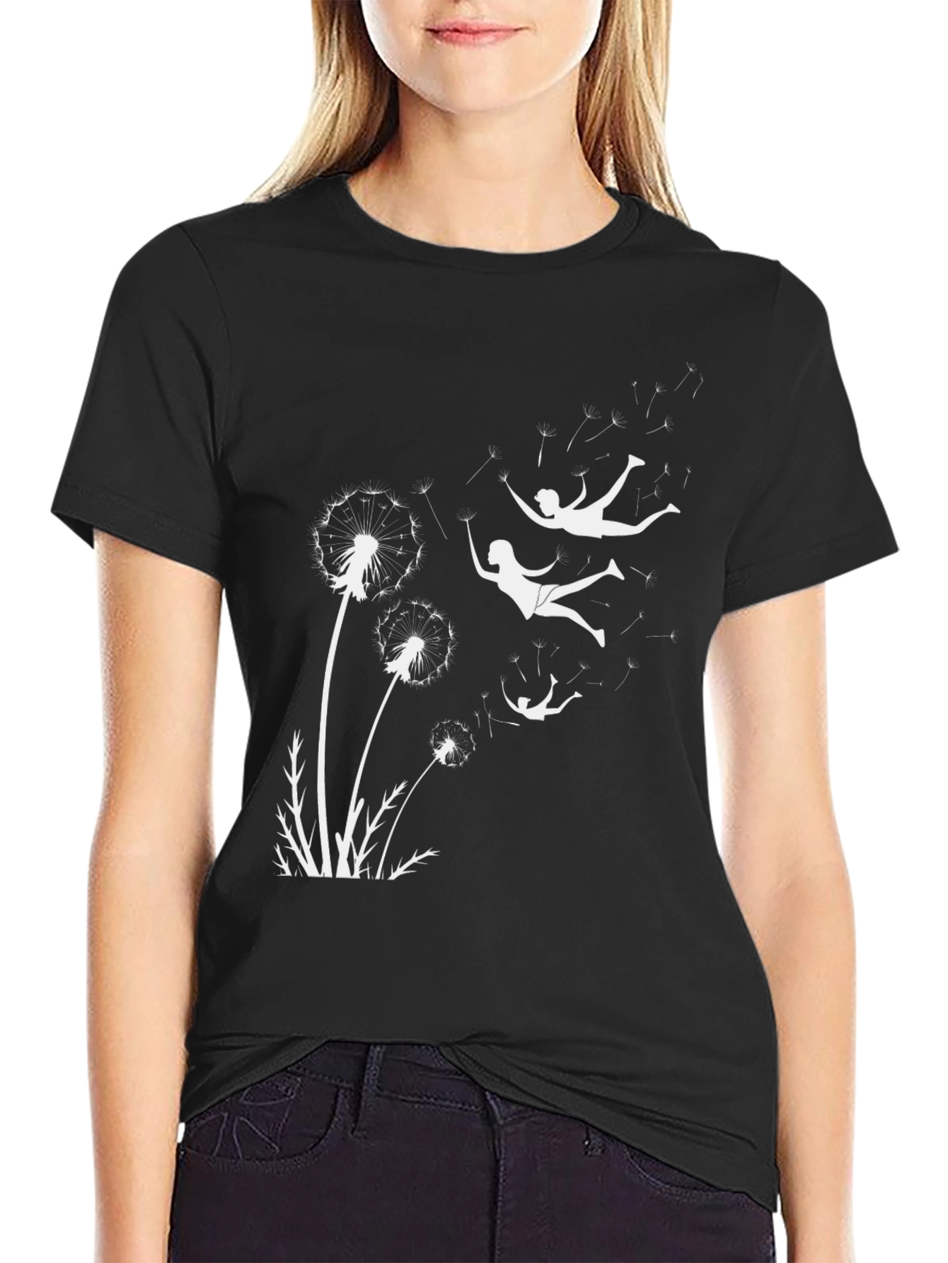 Black Dandelion Dreams Graphic Tee - Black view 2