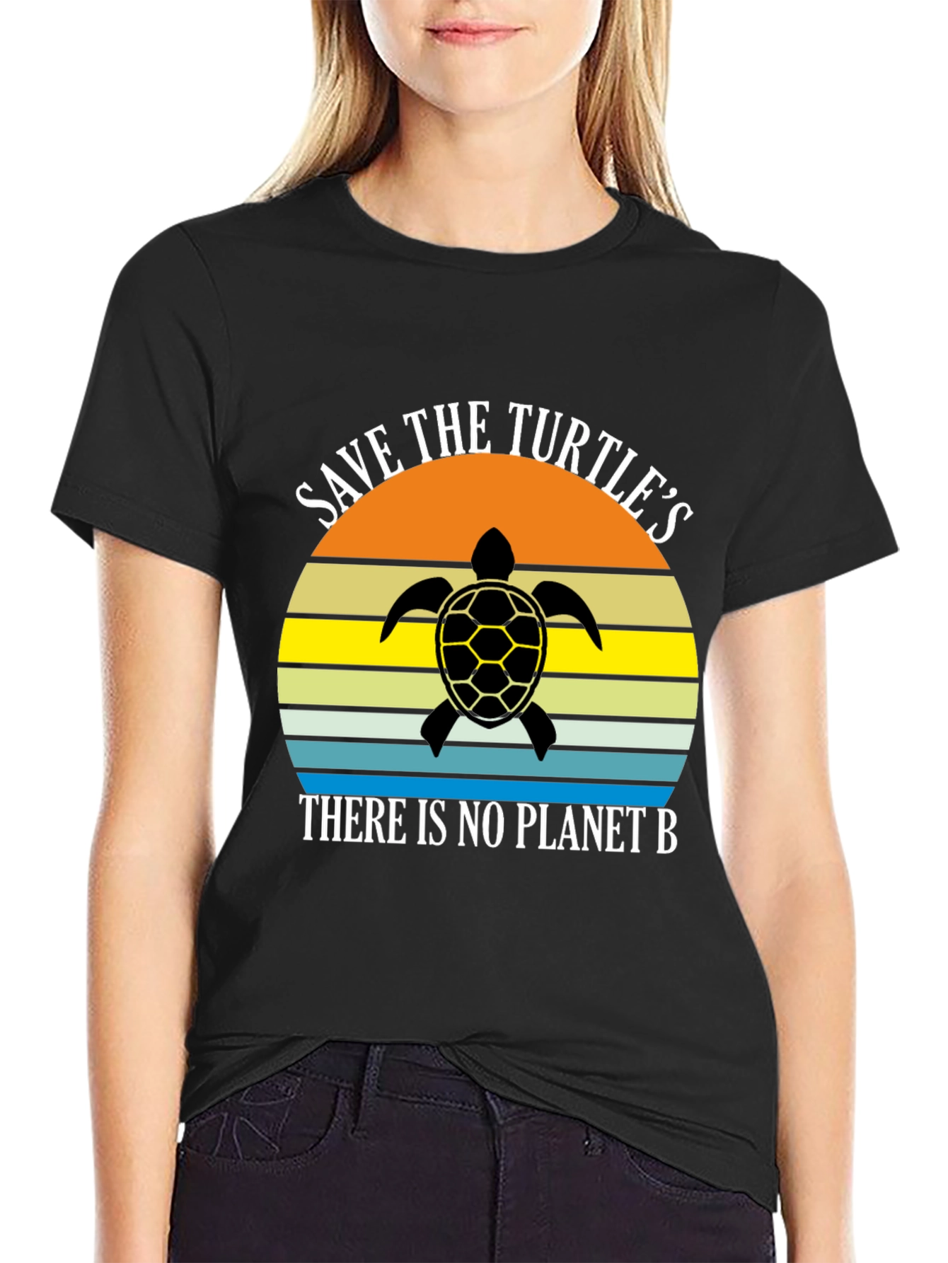 Black Save the Turtles T-Shirt - Planet B view 2