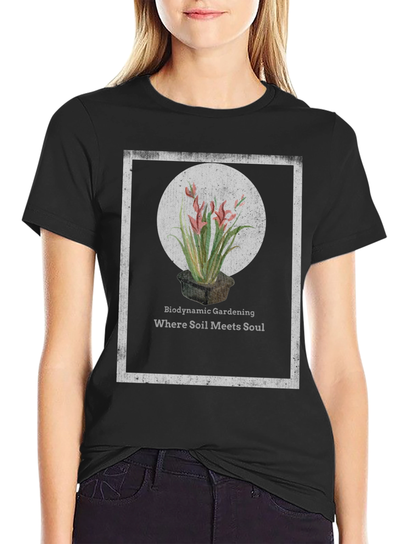 Black Biodynamic Gardening T-Shirt: Soil Meets Soul view 2