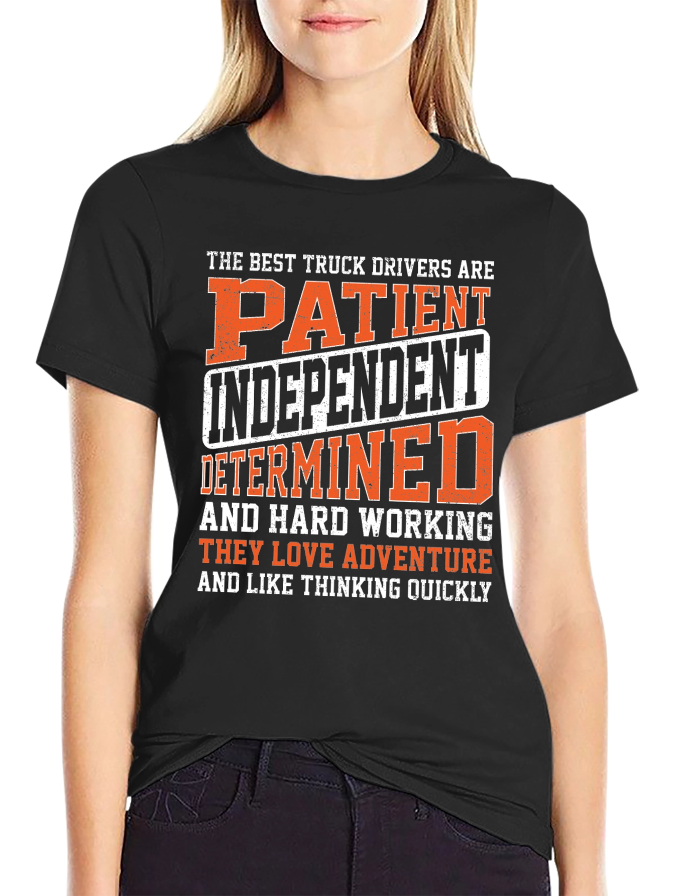 Black Truck Driver Graphic Tee: Patient, Independent, Determined view 2