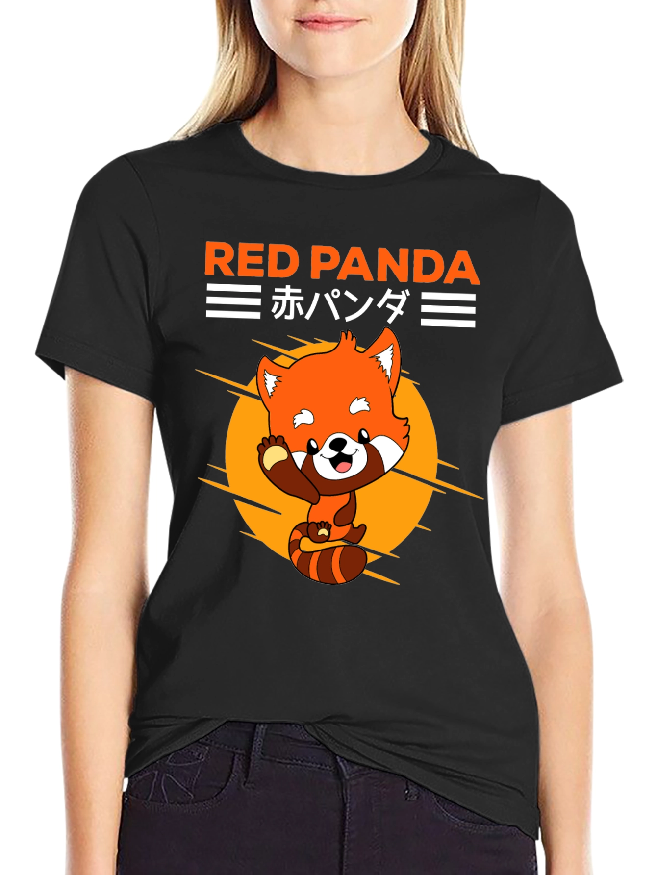 Black Red Panda Graphic Tee - Cute Anime Style view 2