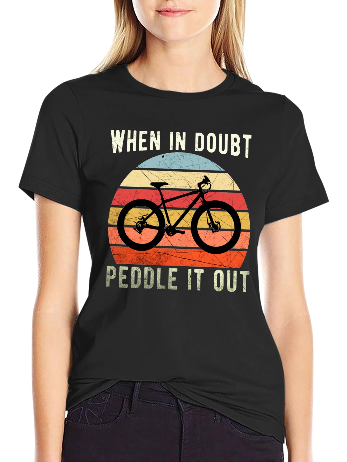 Black When In Doubt Peddle It Out T-Shirt view 2