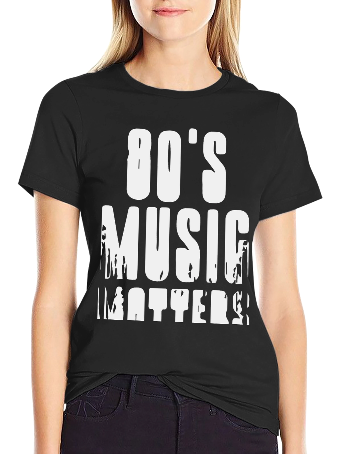 Black 80's Music Matters Graphic Tee - Black view 2