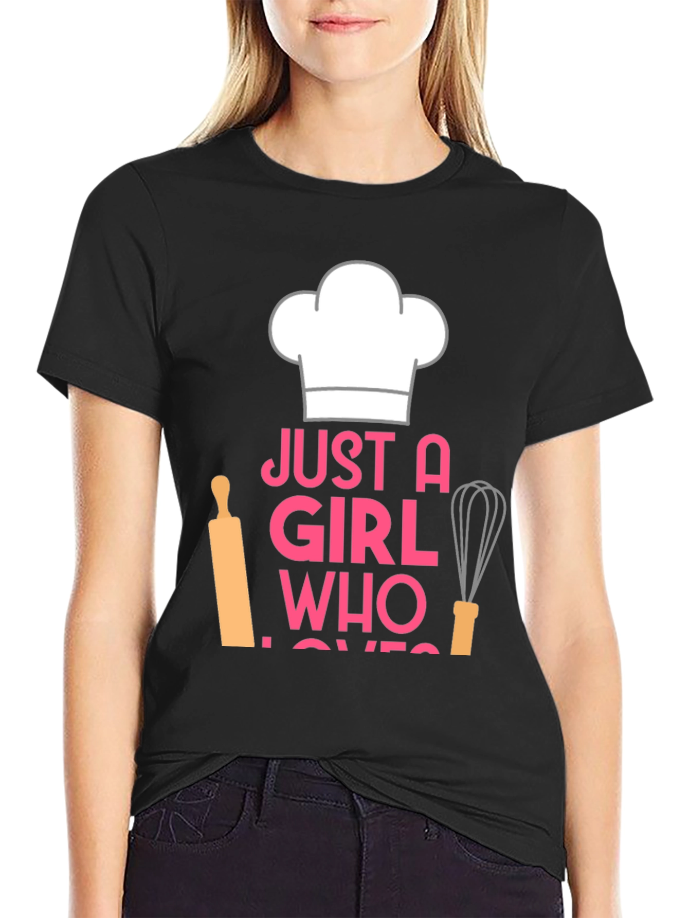 Black Just A Girl Who Loves Baking T-Shirt view 2