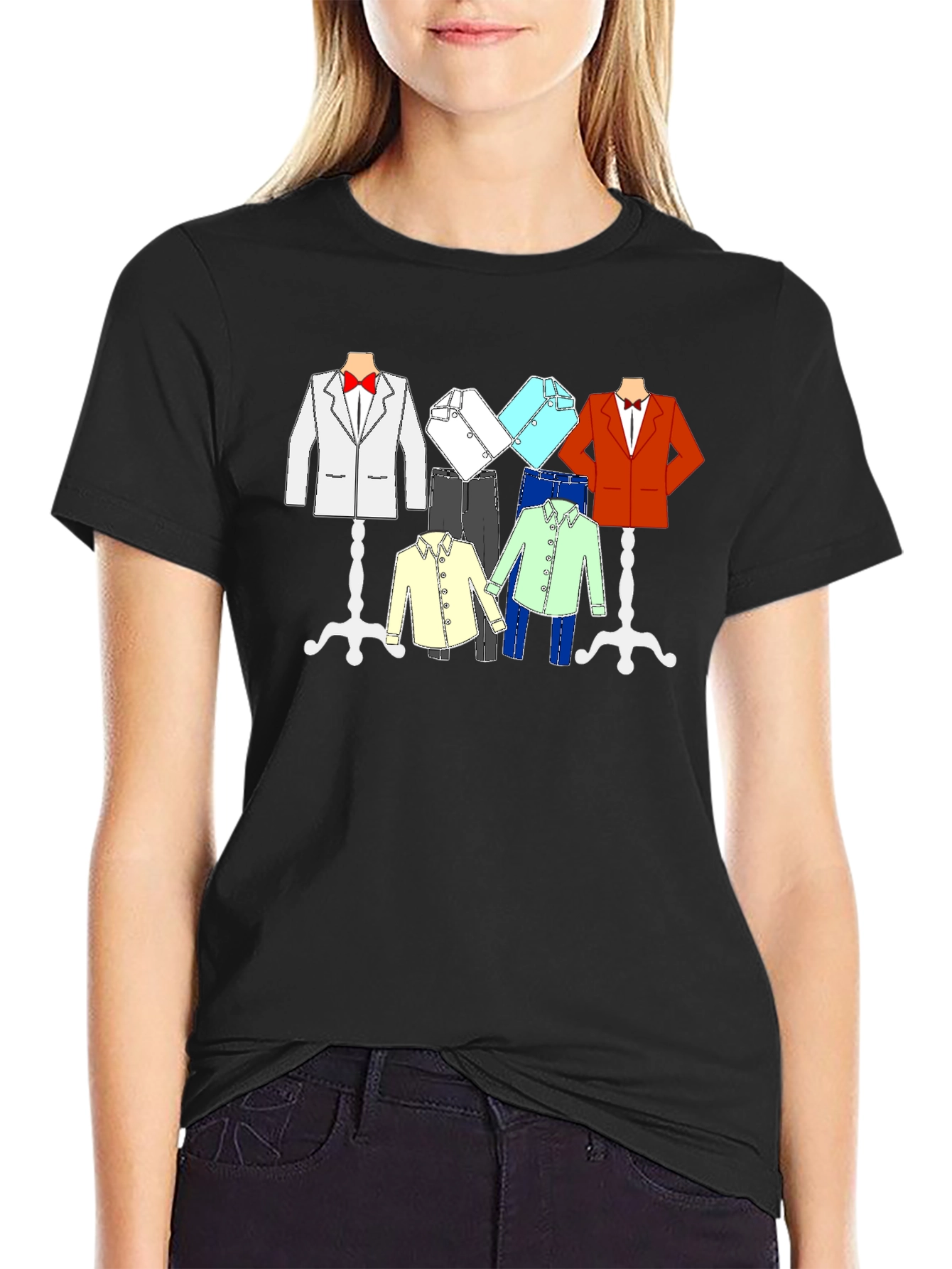 Black Stylish Clothing Rack Graphic T-Shirt view 2