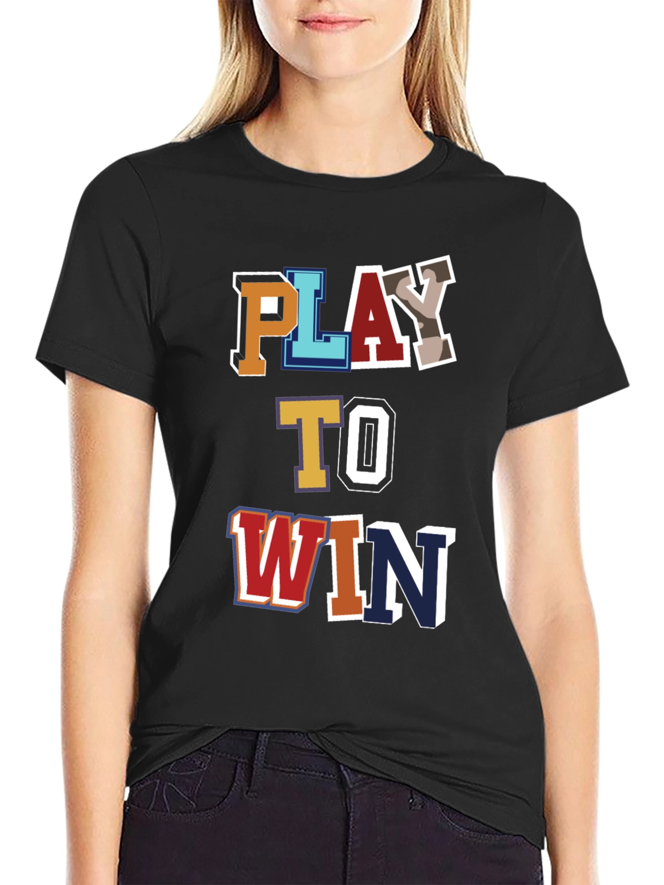 Black Play To Win Graphic Tee - Men's Cotton Blend T-Shirt view 2