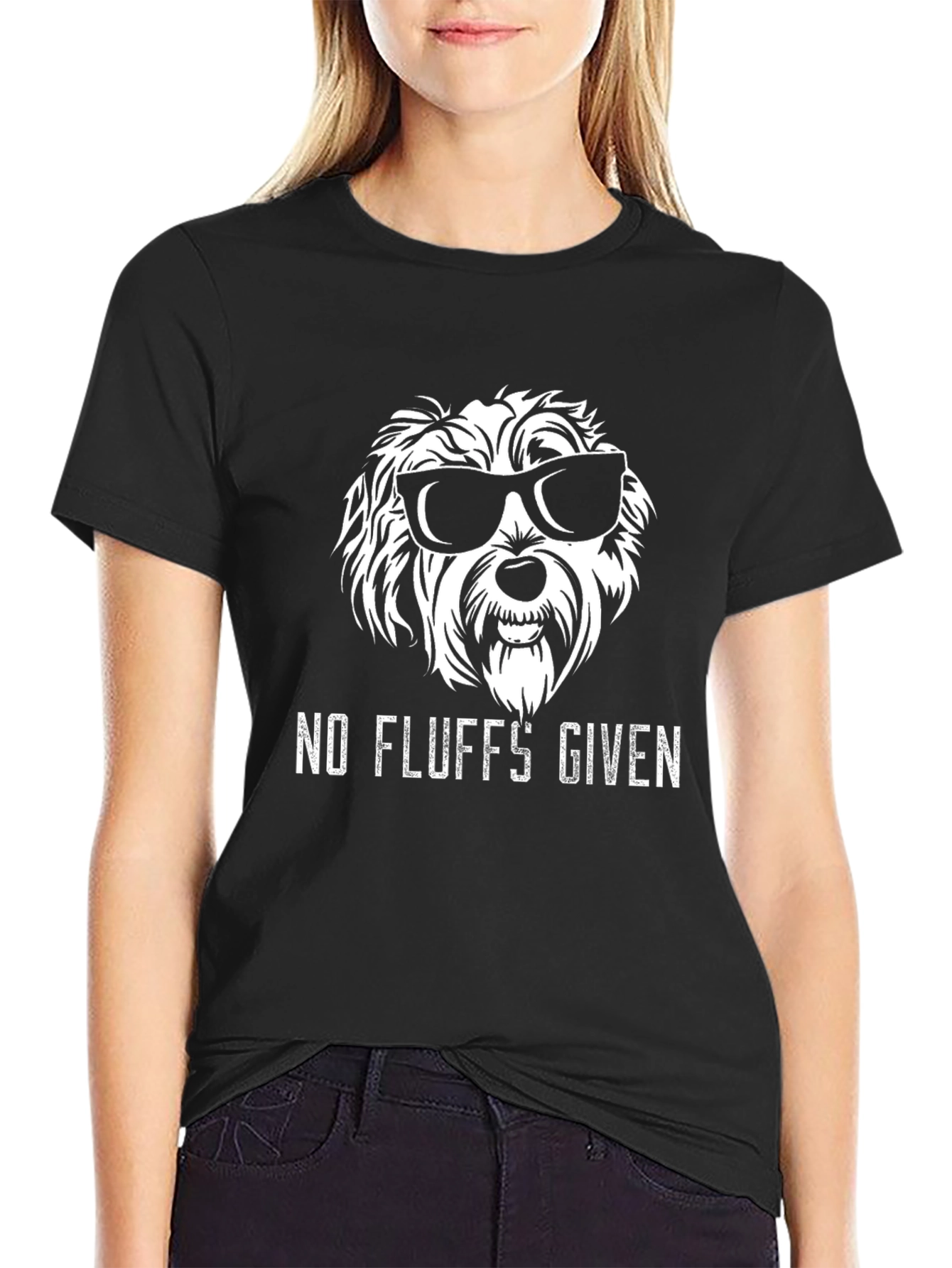 Black No Fluffs Given Dog T-Shirt view 2