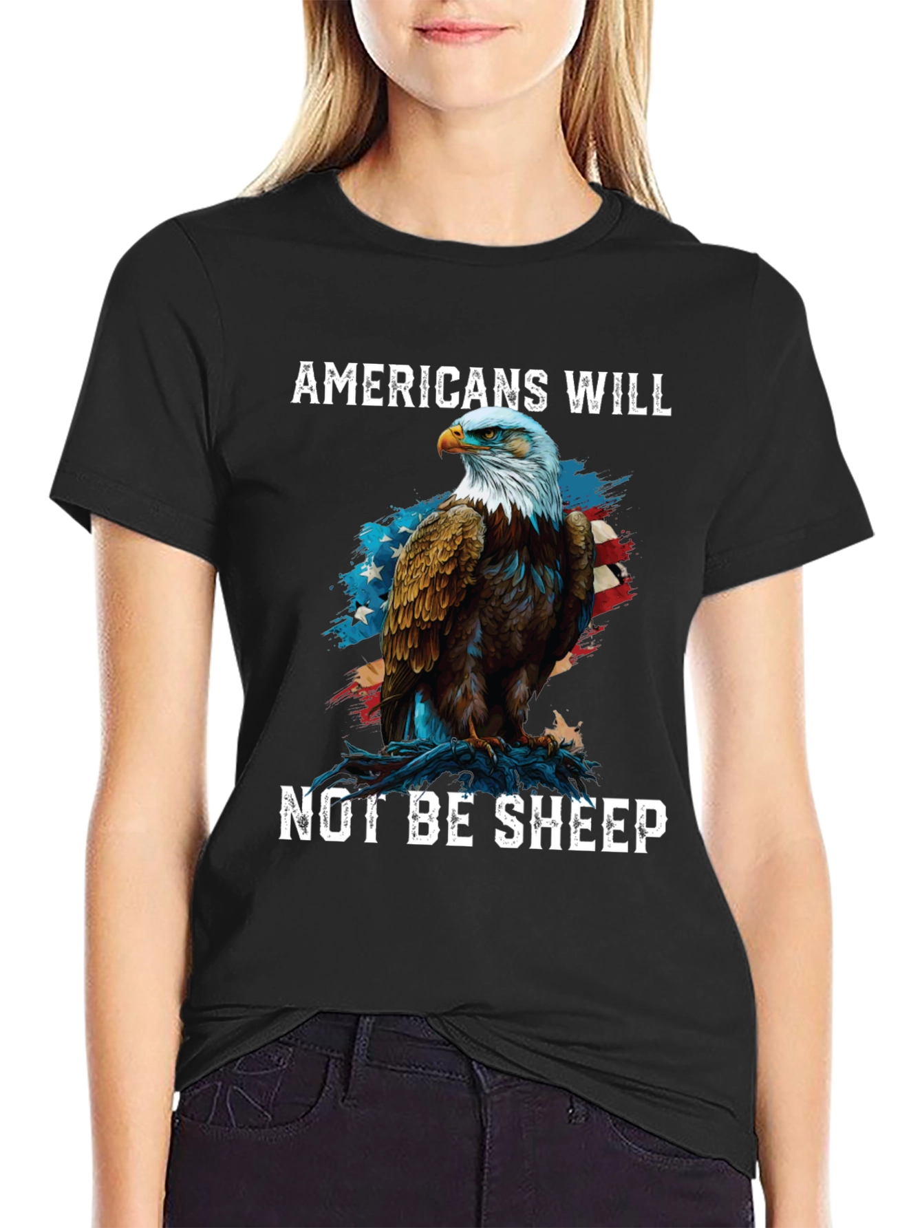 Black Americans Will Not Be Sheep Eagle Graphic Tee view 2