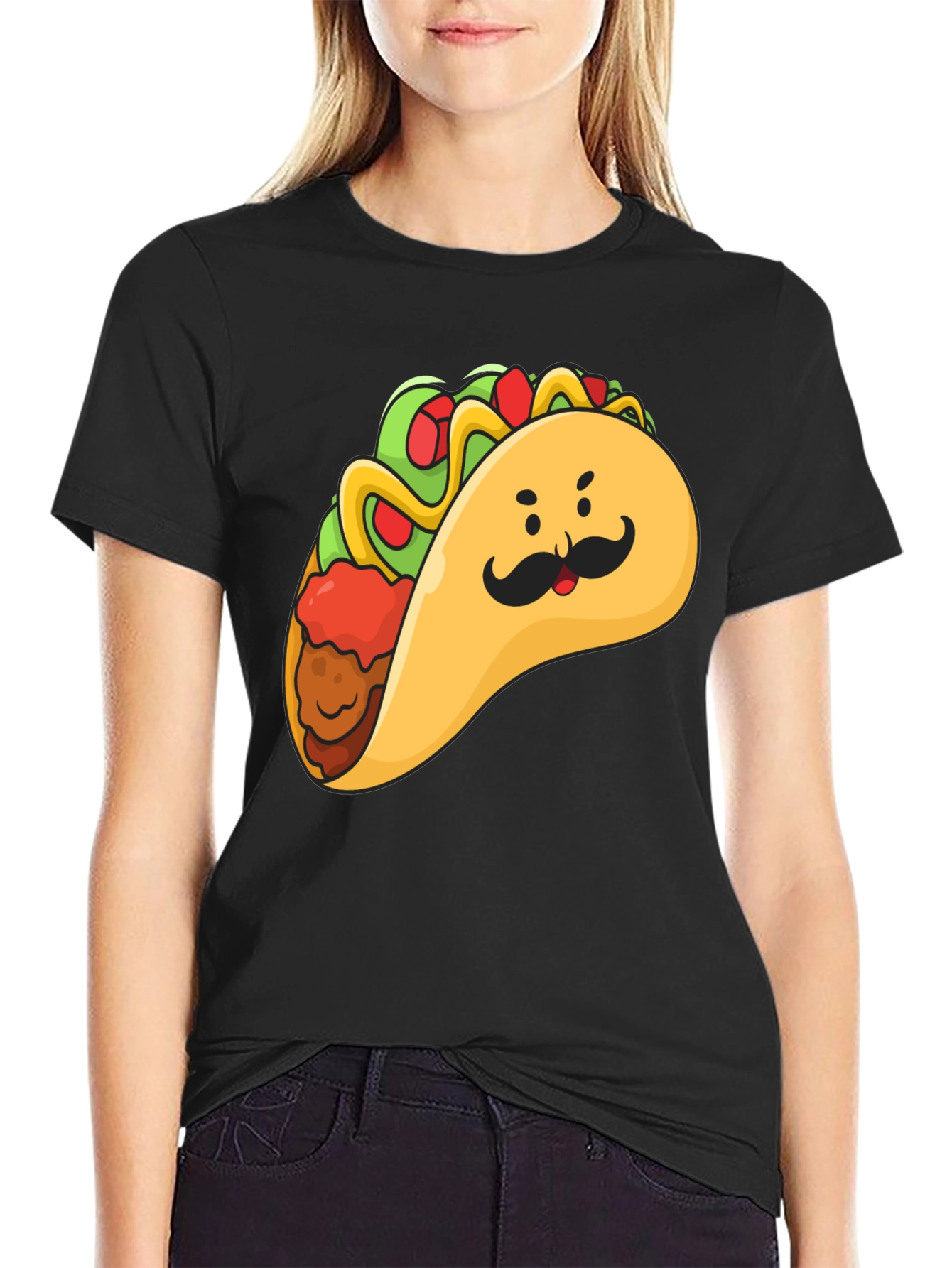 Black Taco Man Graphic Tee - Funny Foodie T-Shirt view 2