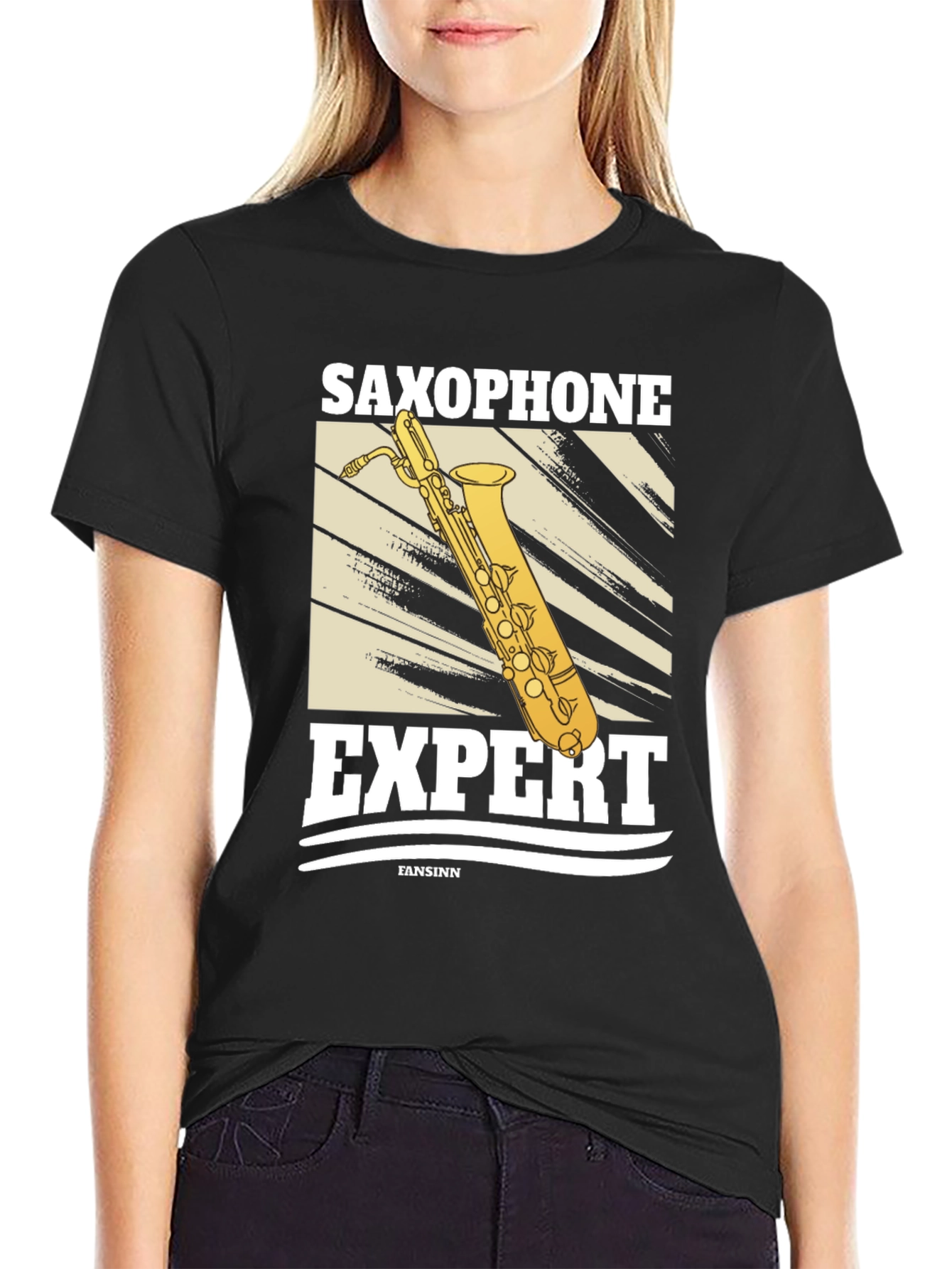 Black Saxophone Expert Graphic T-Shirt view 2