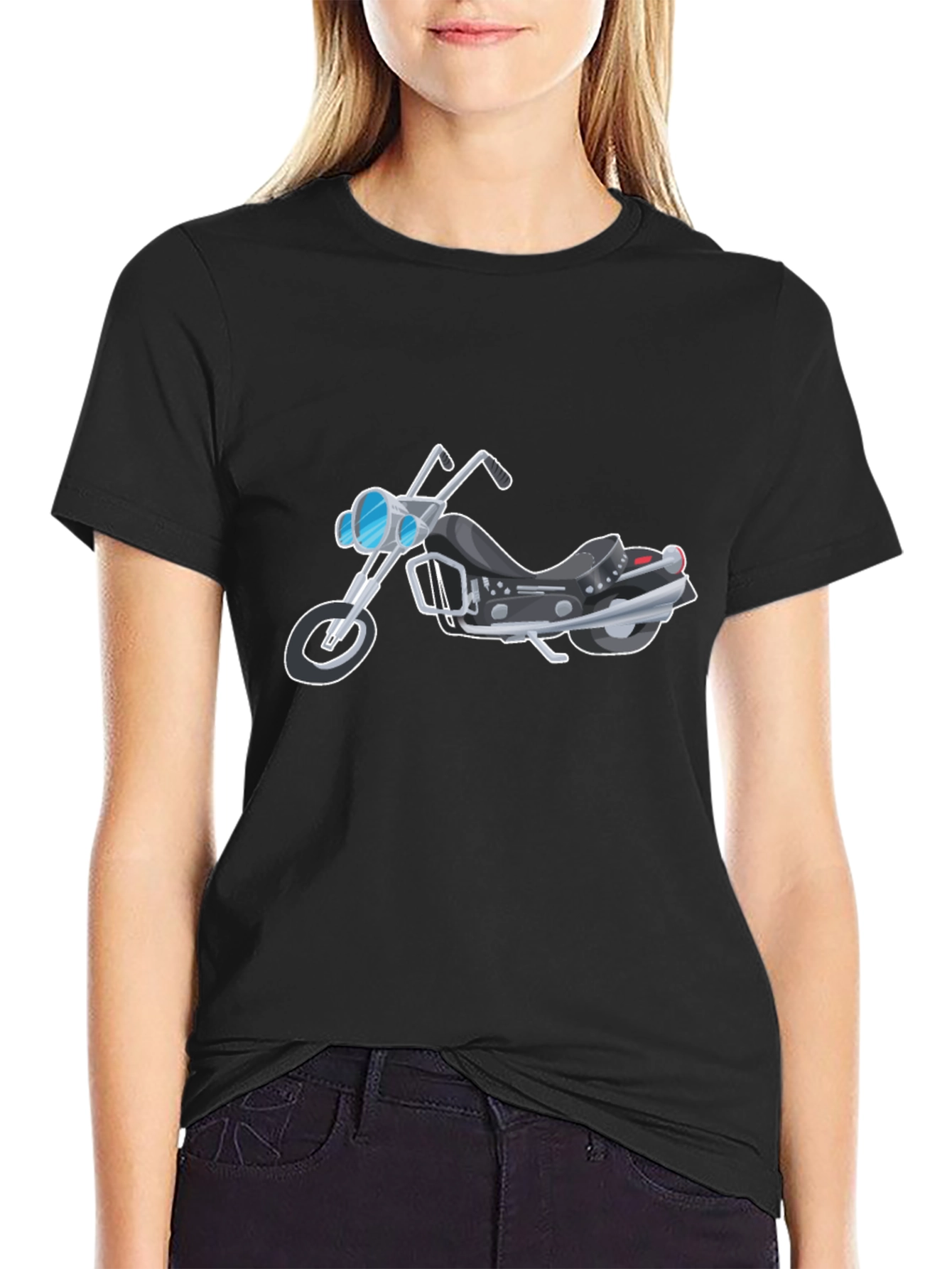 Black Men's Black Motorcycle Graphic T-Shirt view 2
