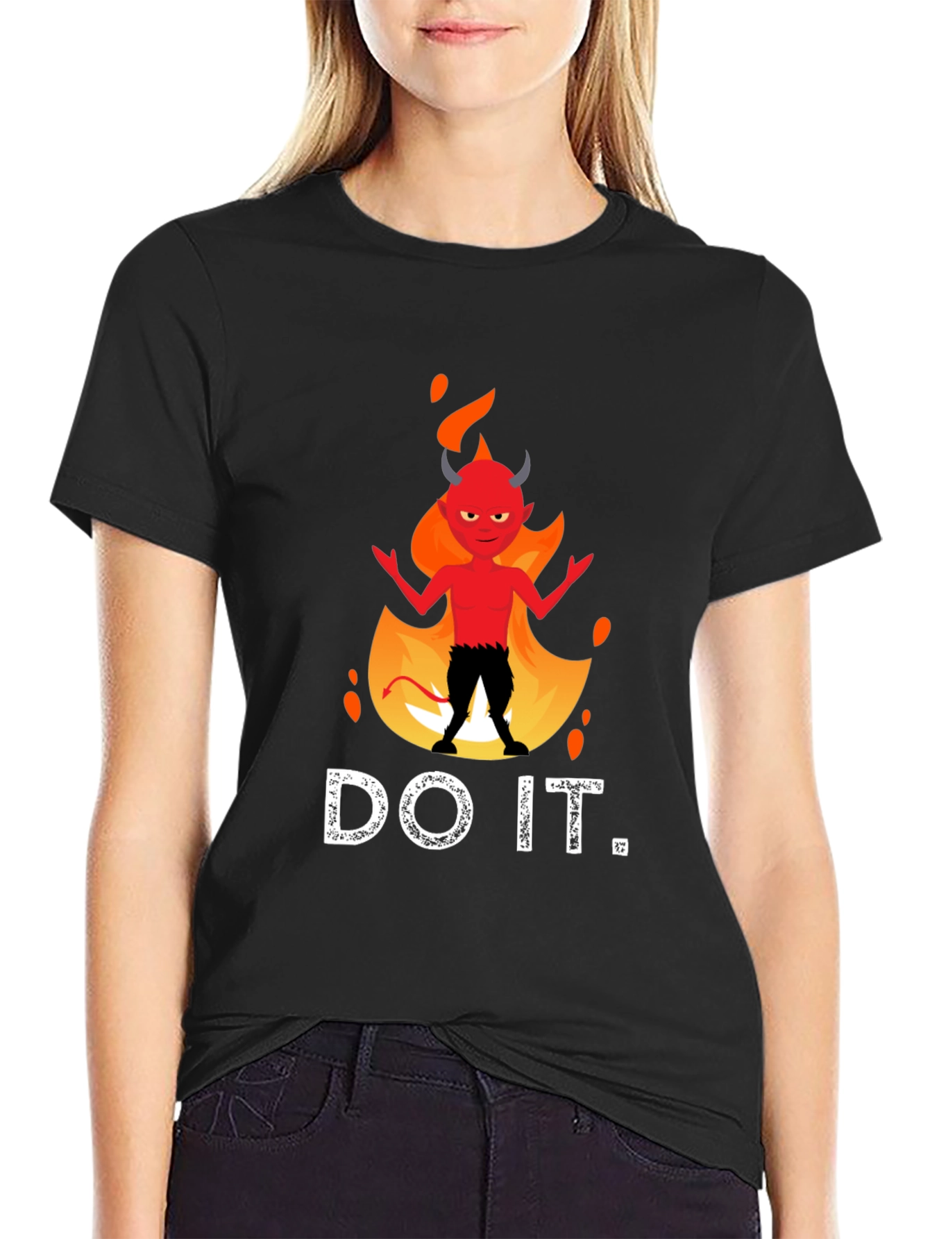 Black Do It Devil T-Shirt - Funny Graphic Tee view 2