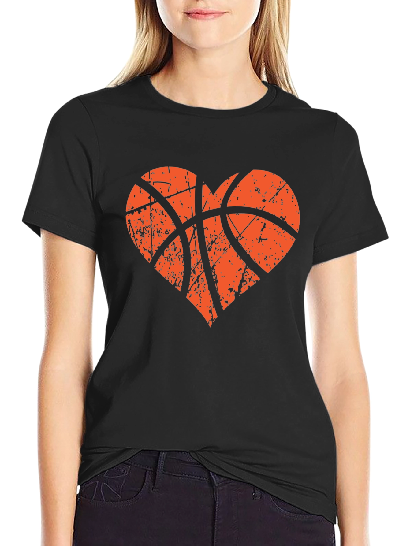 Black Basketball Heart Graphic Tee - Love the Game! view 2