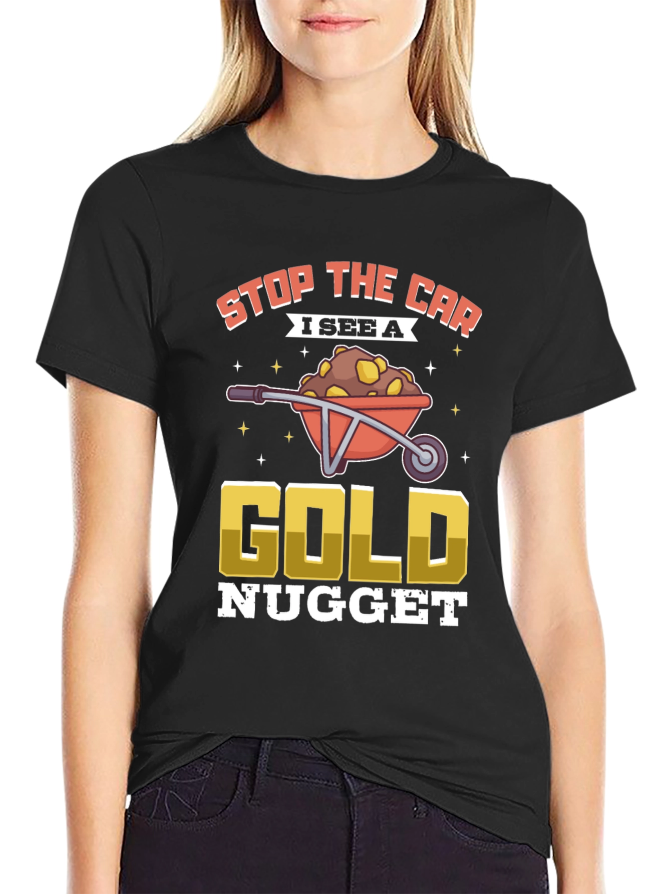 Black Gold Nugget T-Shirt: Stop The Car! view 2