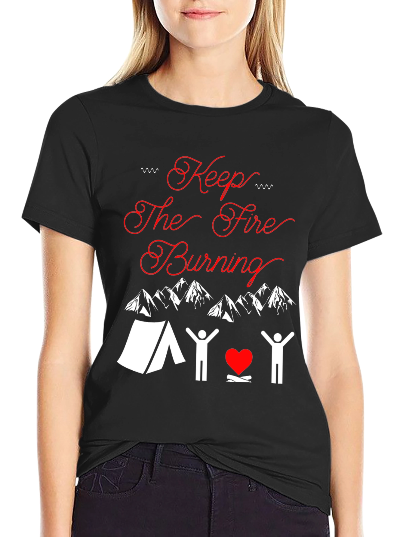 Black Keep The Fire Burning Camping T-Shirt view 2
