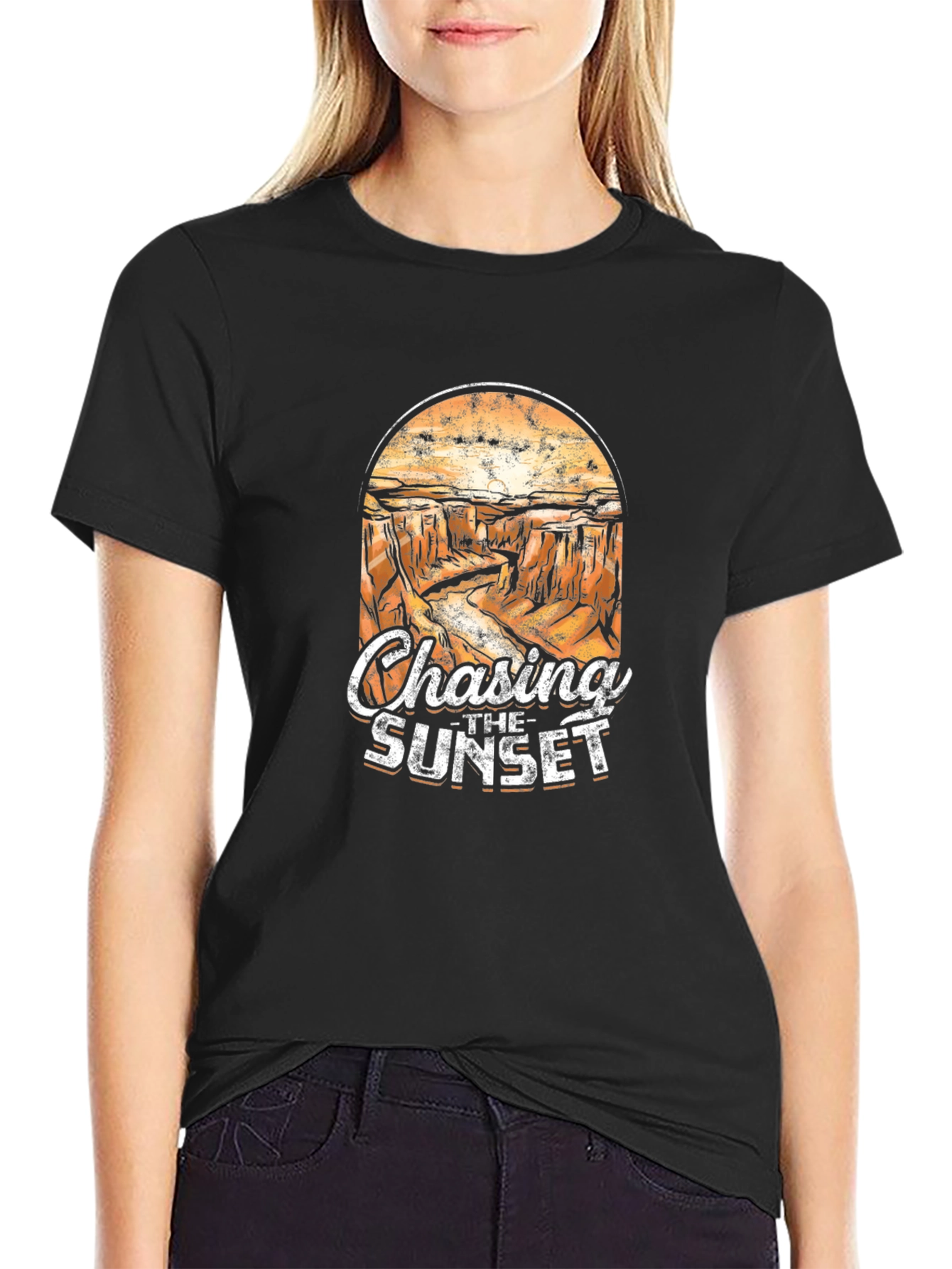 Black Chasing The Sunset Graphic T-Shirt view 2