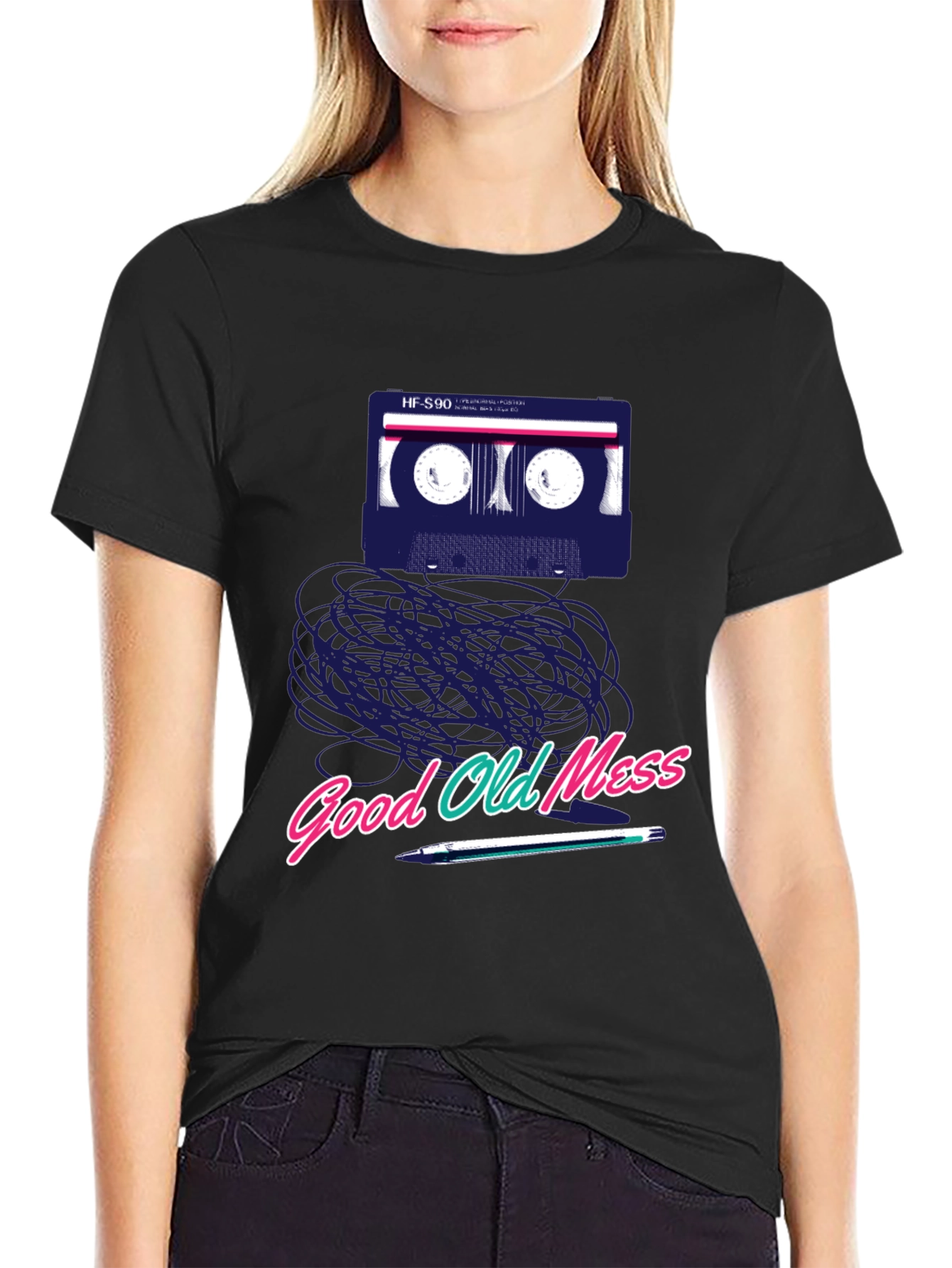 Black Retro Cassette Tape T-Shirt - Good Old Mess view 2