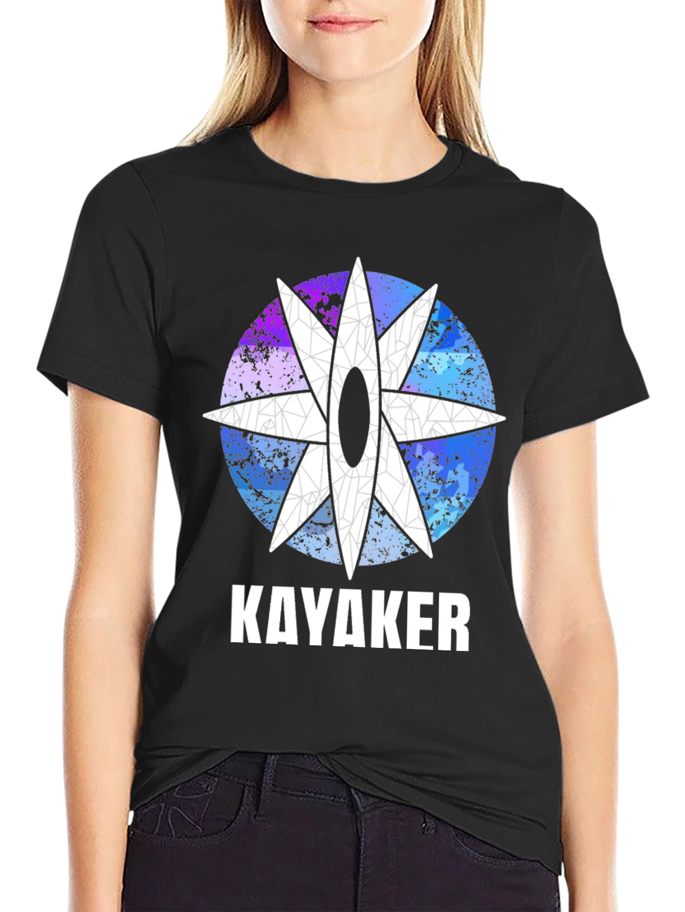 Black Kayaker Graphic T-Shirt - Unique Design view 2