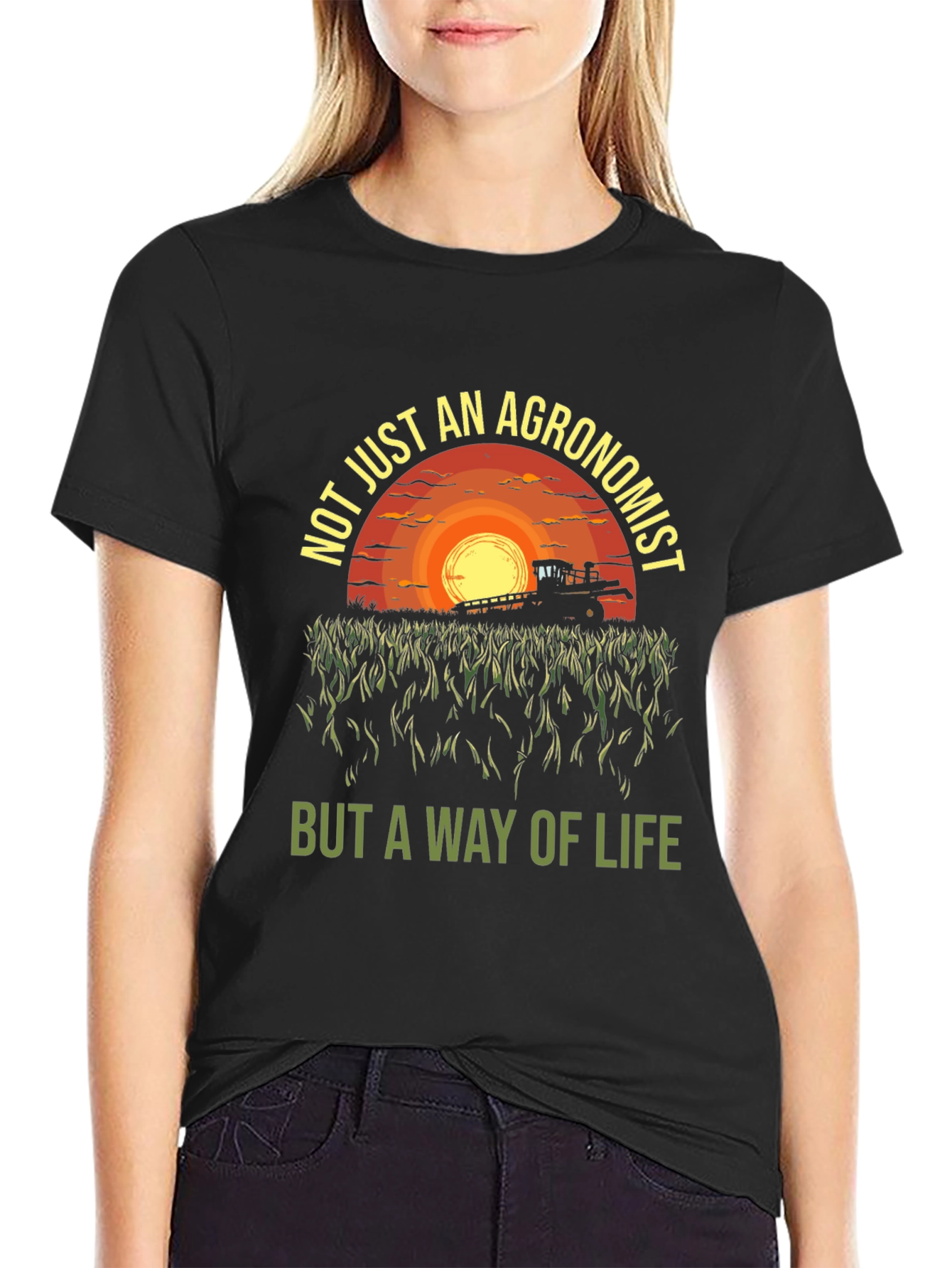 Black Agronomist Way of Life T-Shirt - Farming Sunset Tee view 2
