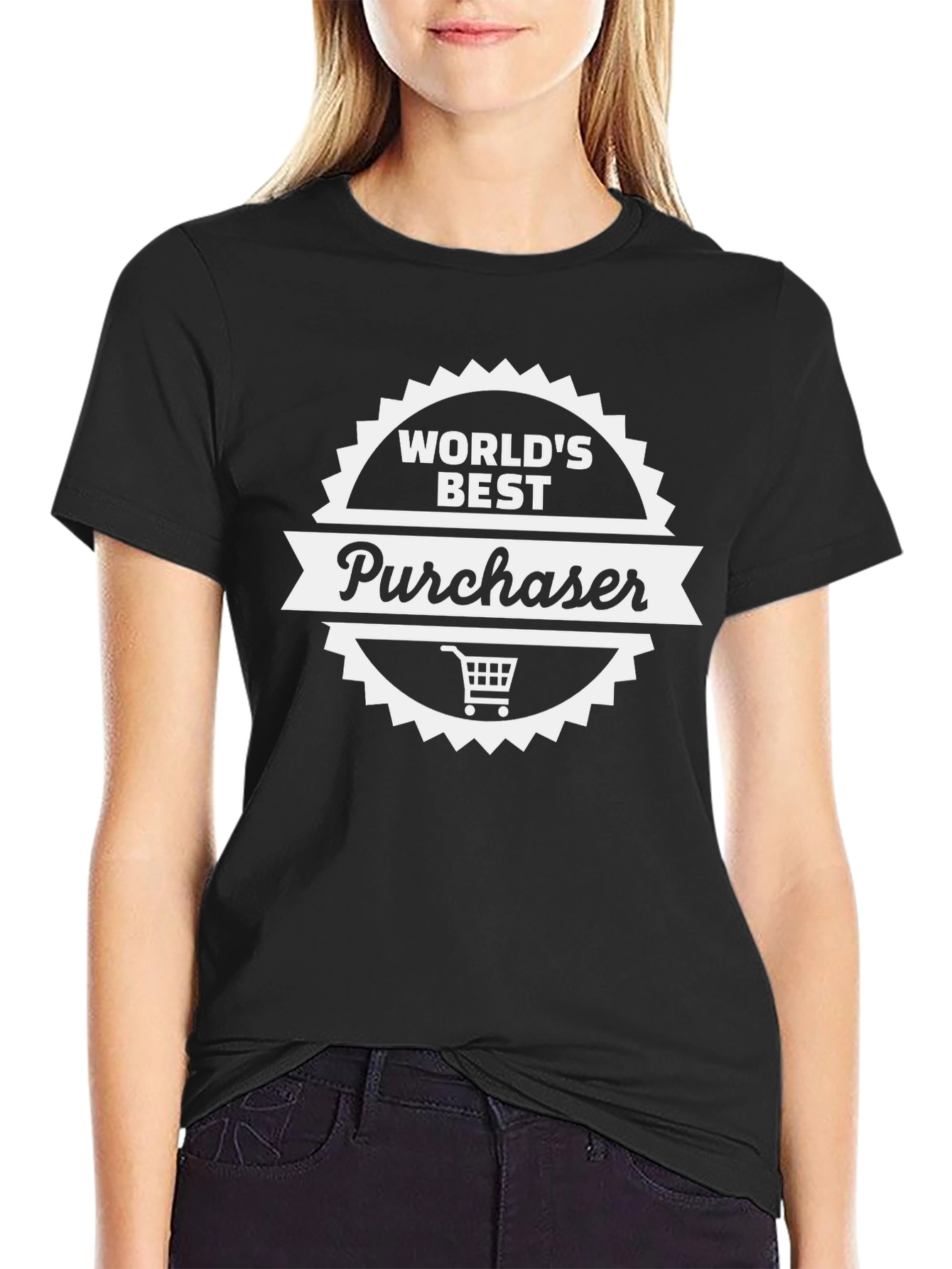 Black World's Best Purchaser Graphic T-Shirt view 2
