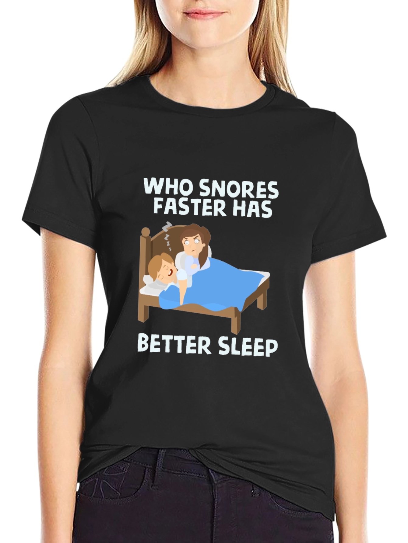 Black Funny Snoring T-Shirt - Better Sleep Design view 2