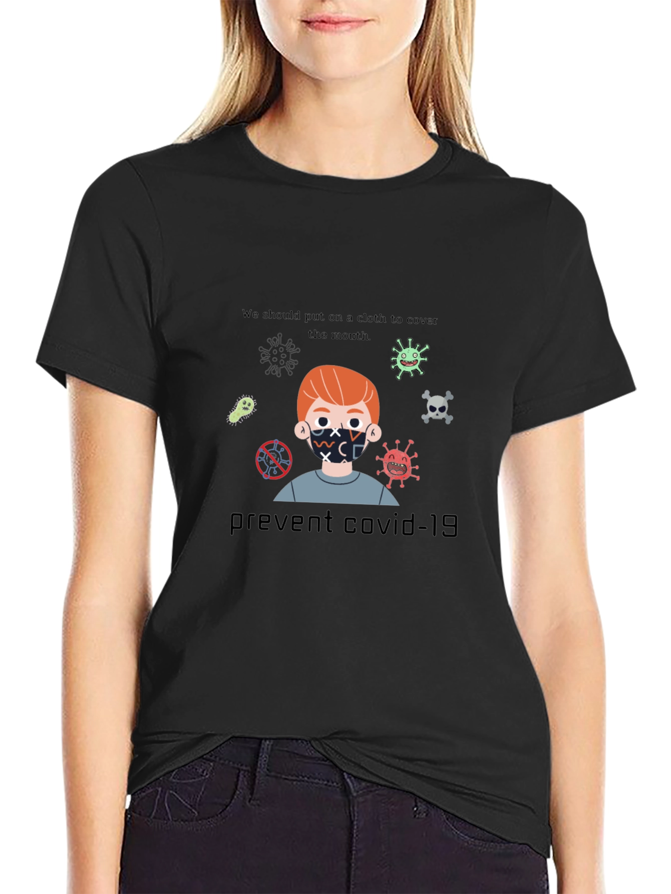 Black Prevent Covid-19 Graphic Tee view 2