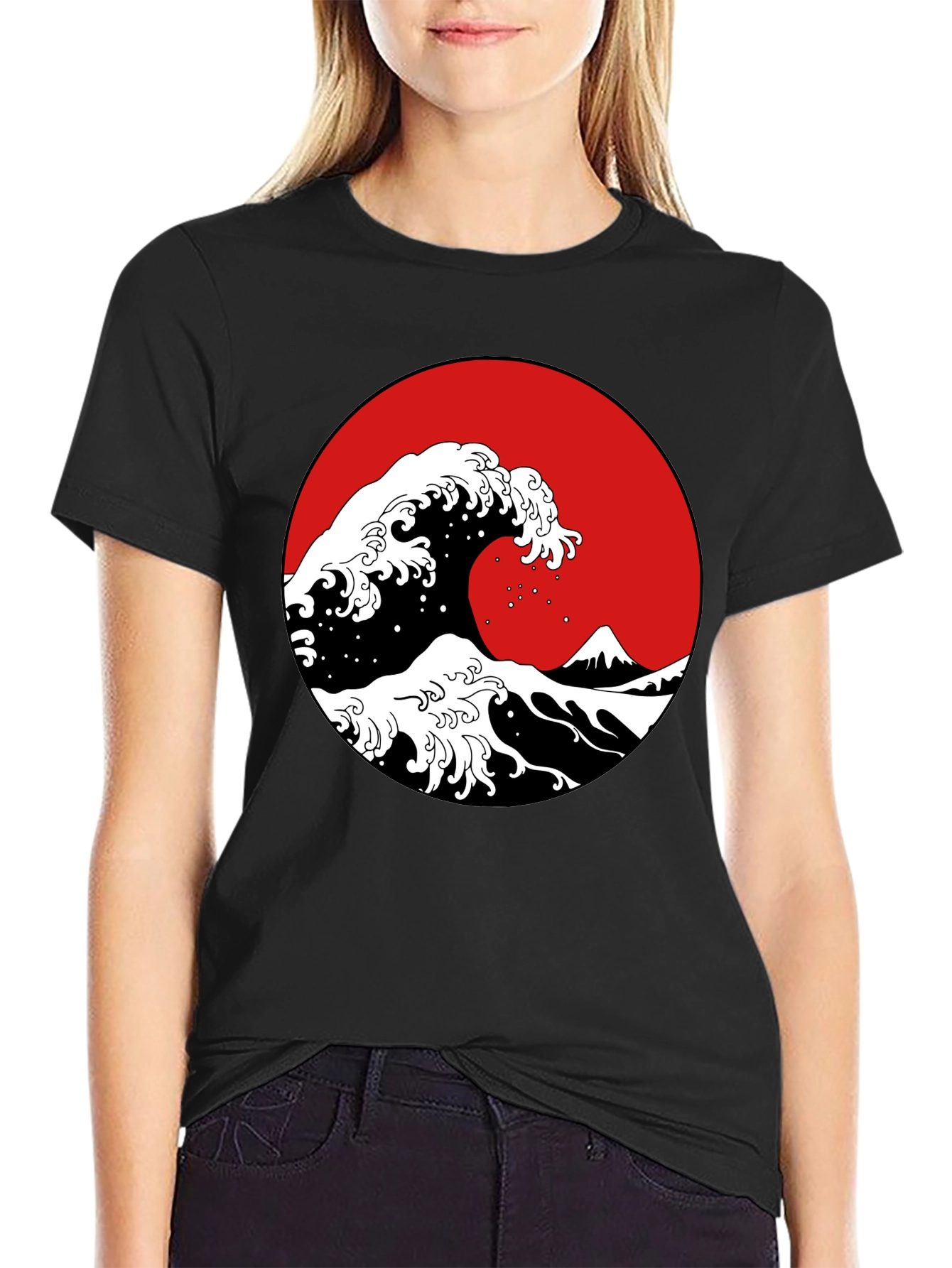 Black Great Wave Graphic Tee -  Classic Japanese Art view 2