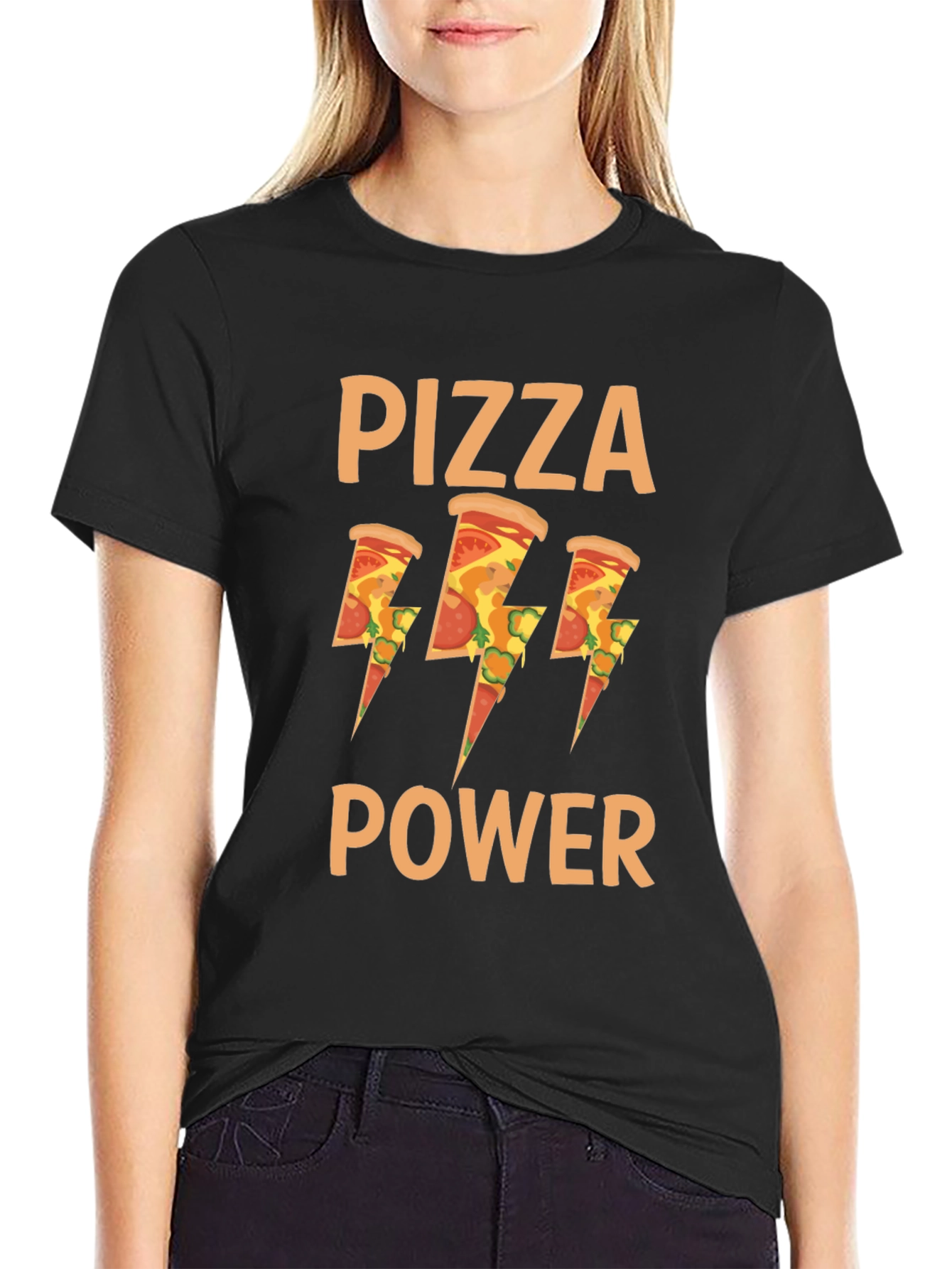 Black Pizza Power Graphic T-Shirt - Mens Black Tee view 2