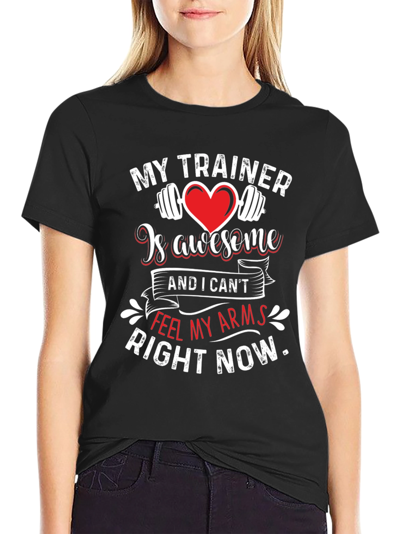 Black Funny Workout Shirt - My Trainer Is Awesome view 2