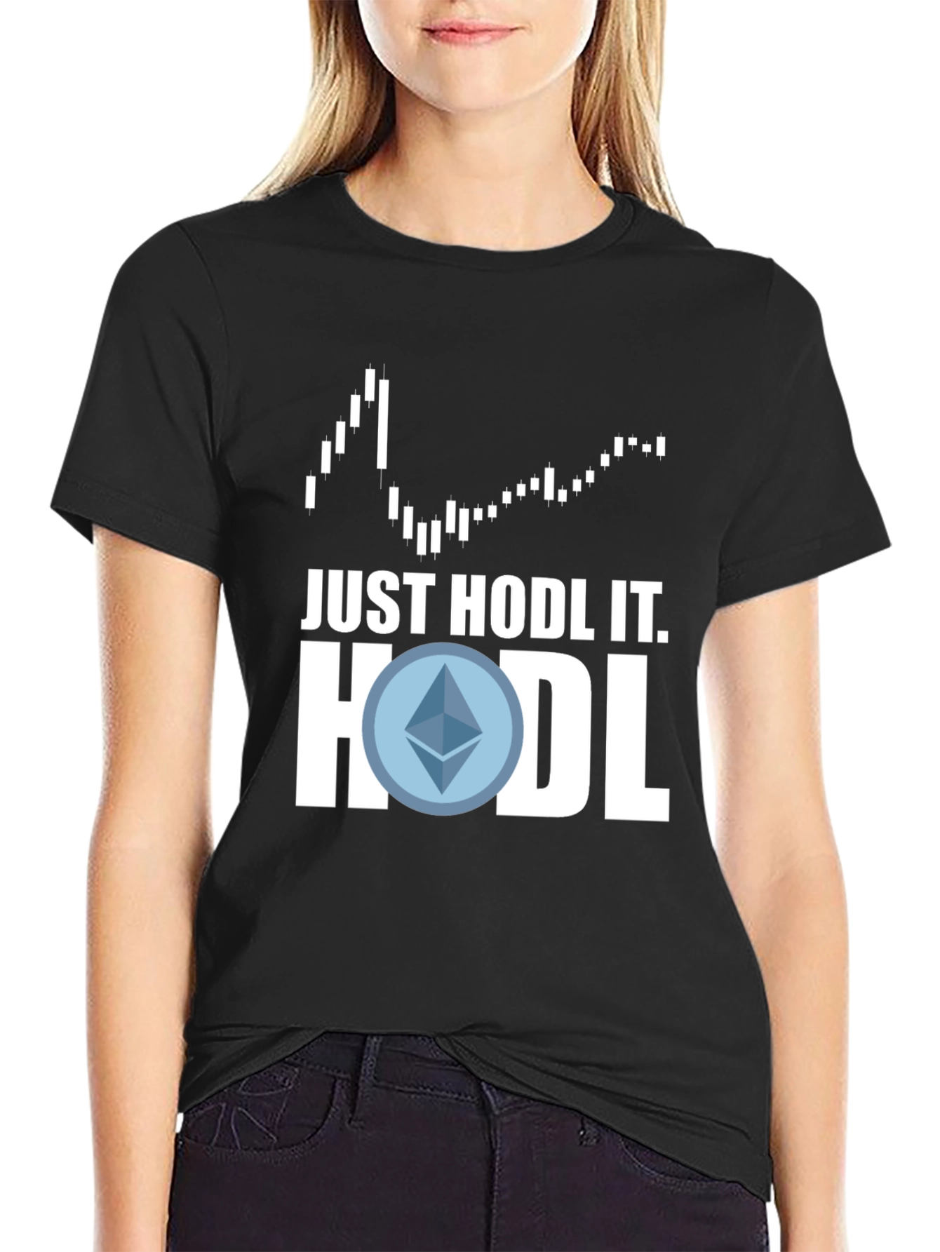Black Just Hodl It! Crypto Tee view 2