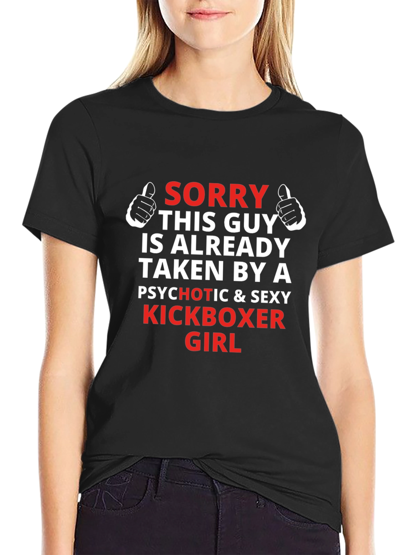 Black Funny Kickboxer Girlfriend Graphic T-Shirt view 2