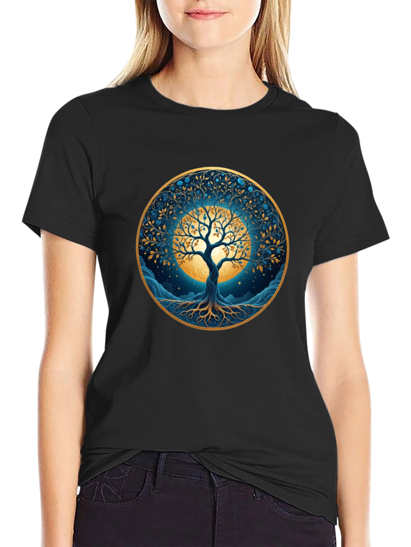 Black Tree of Life Black T-Shirt view 2