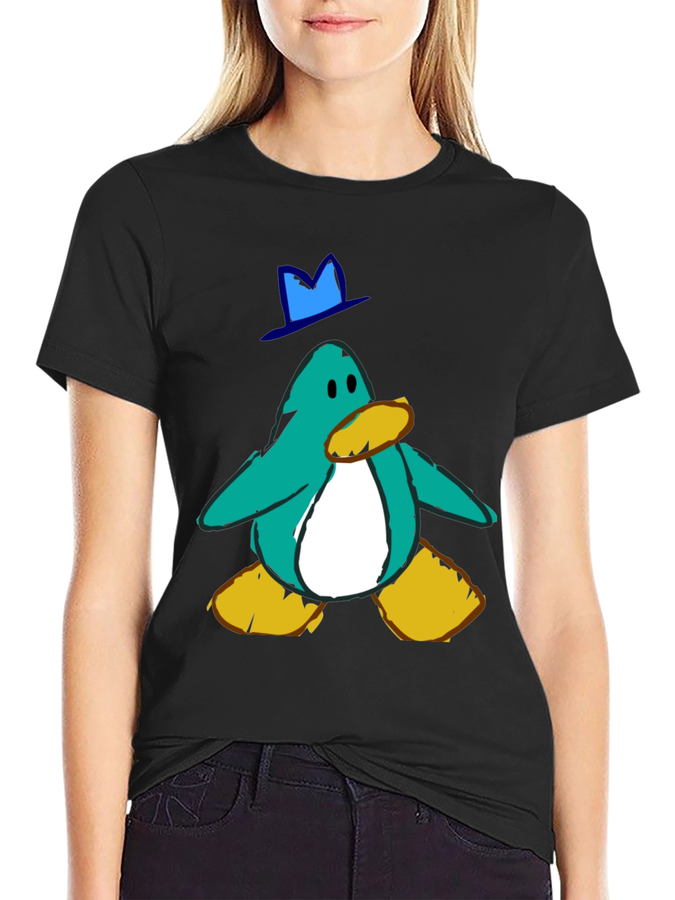 Black Penguin T-Shirt - Cartoon Perry the Platypus view 2