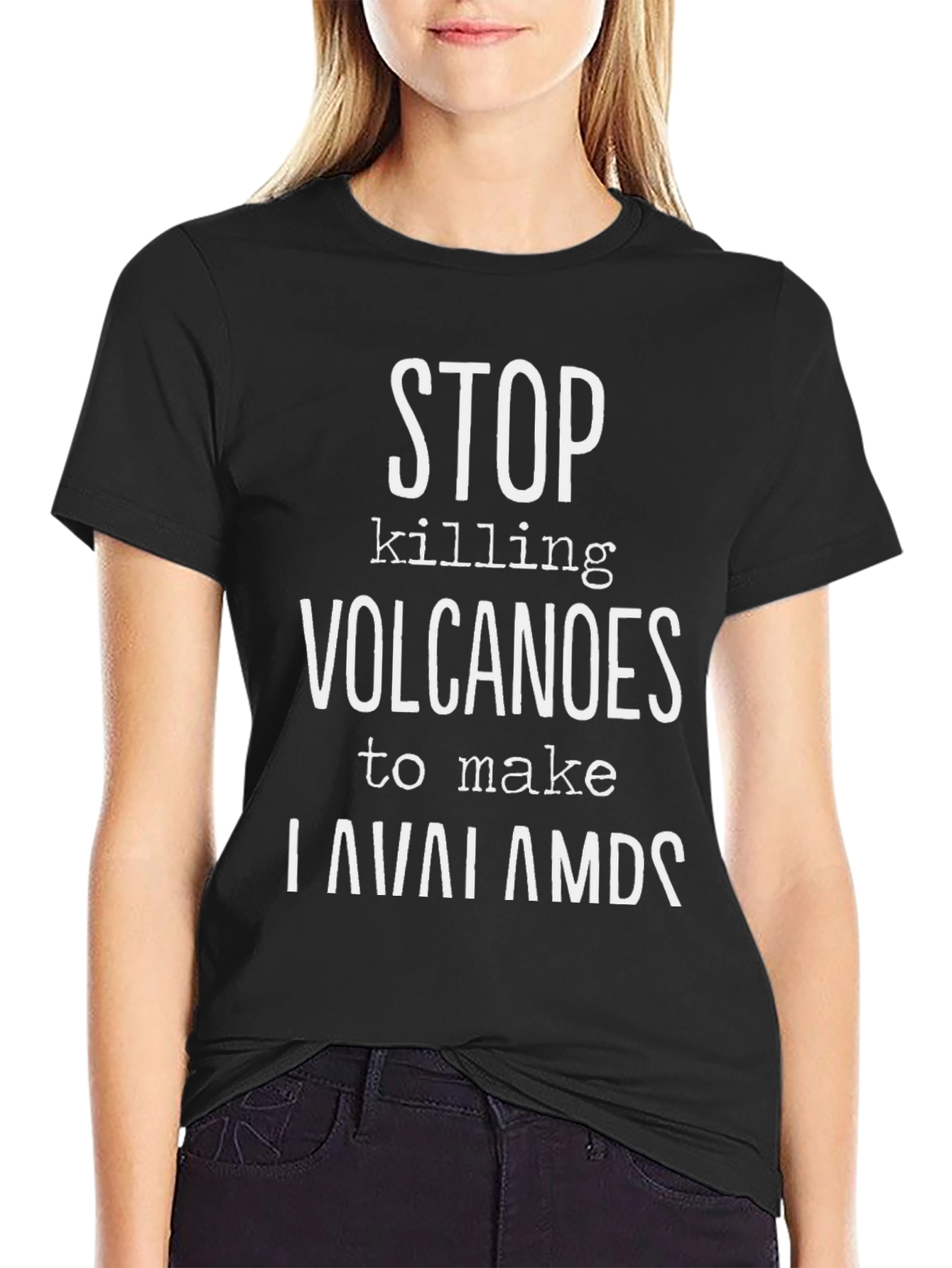 Black Stop Killing Volcanoes Funny Graphic T-Shirt view 2
